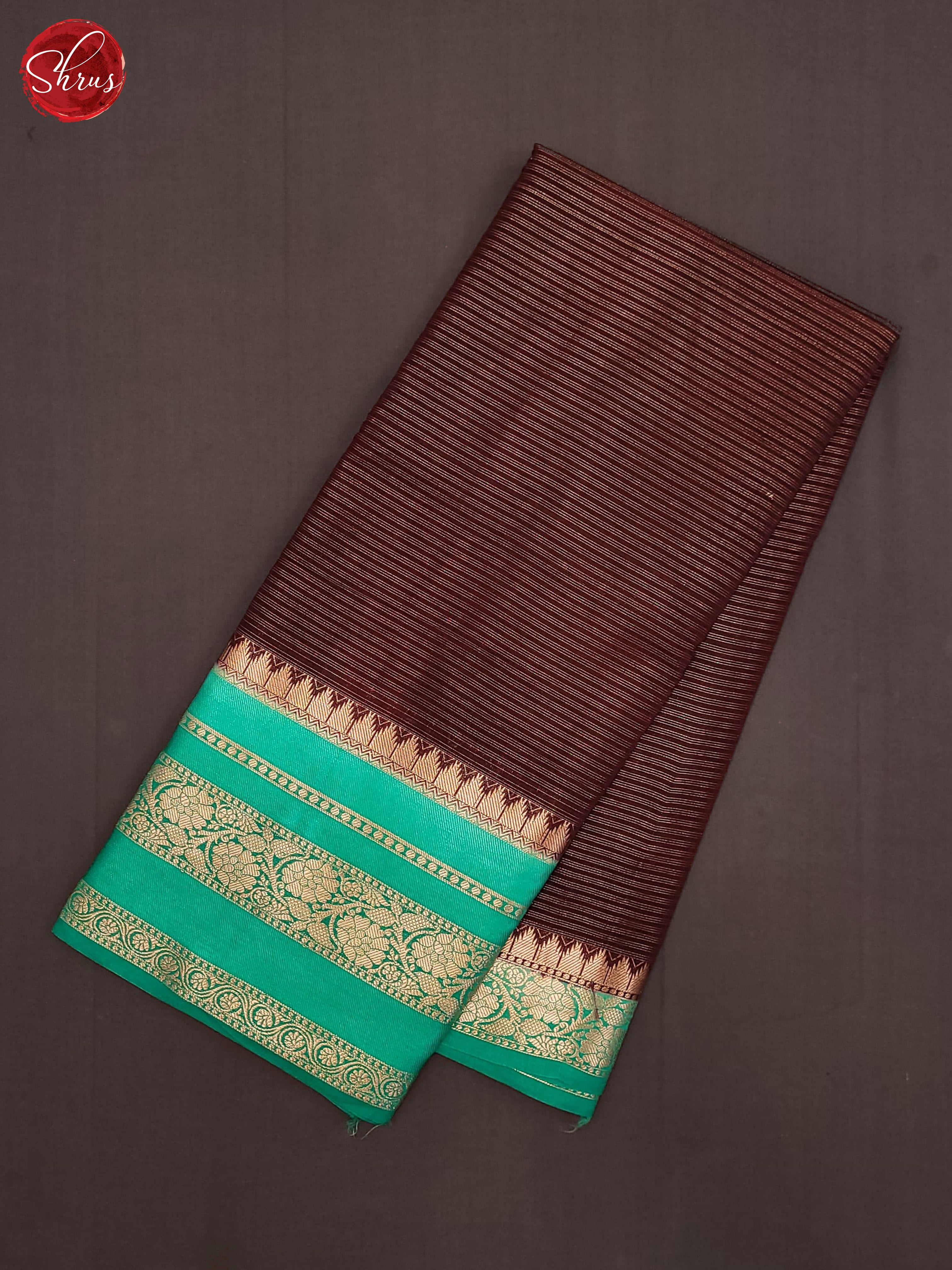 Brown & Green- Semi Dupion Saree - Shop on ShrusEternity.com