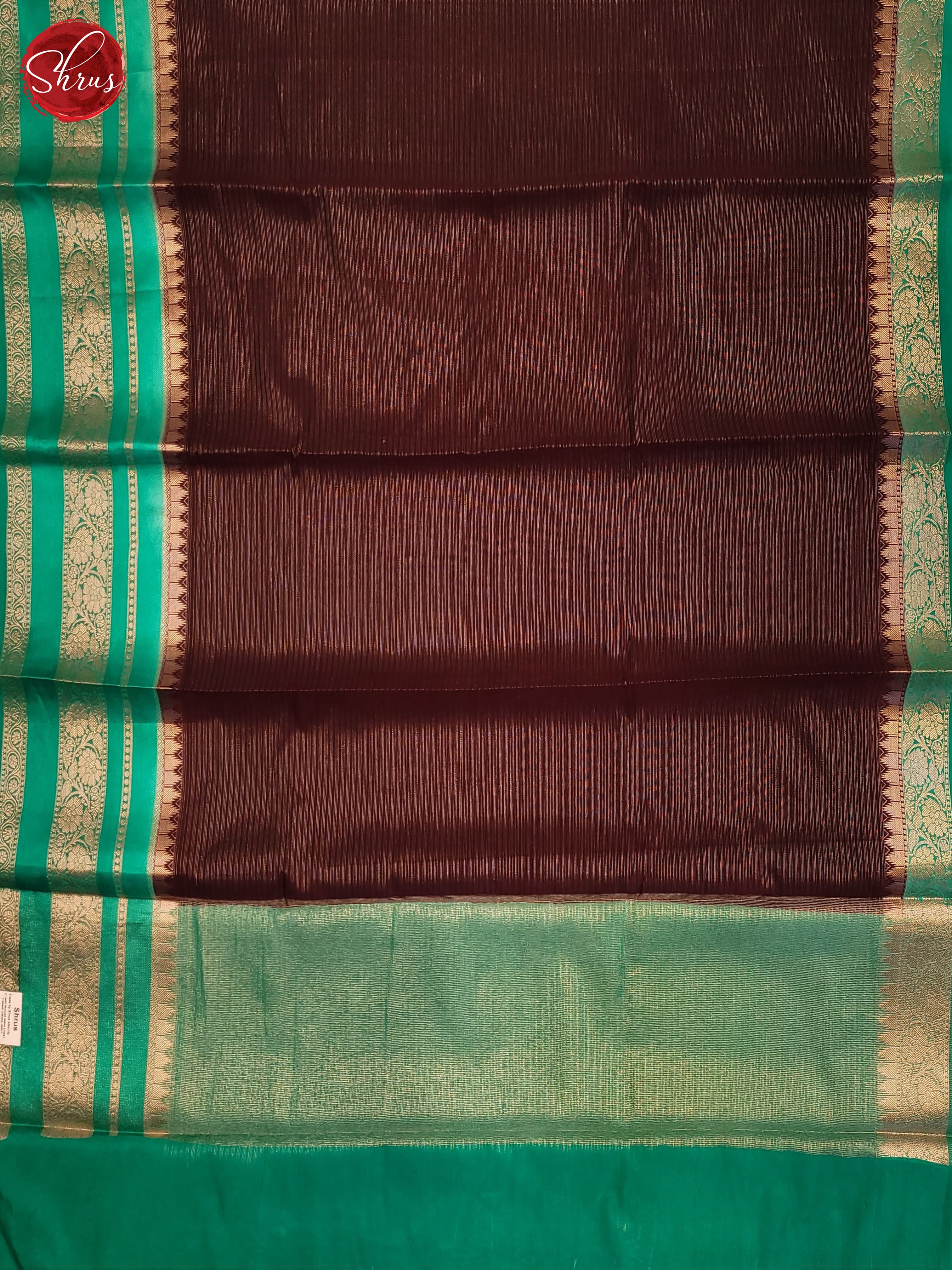 Brown & Green- Semi Dupion Saree - Shop on ShrusEternity.com