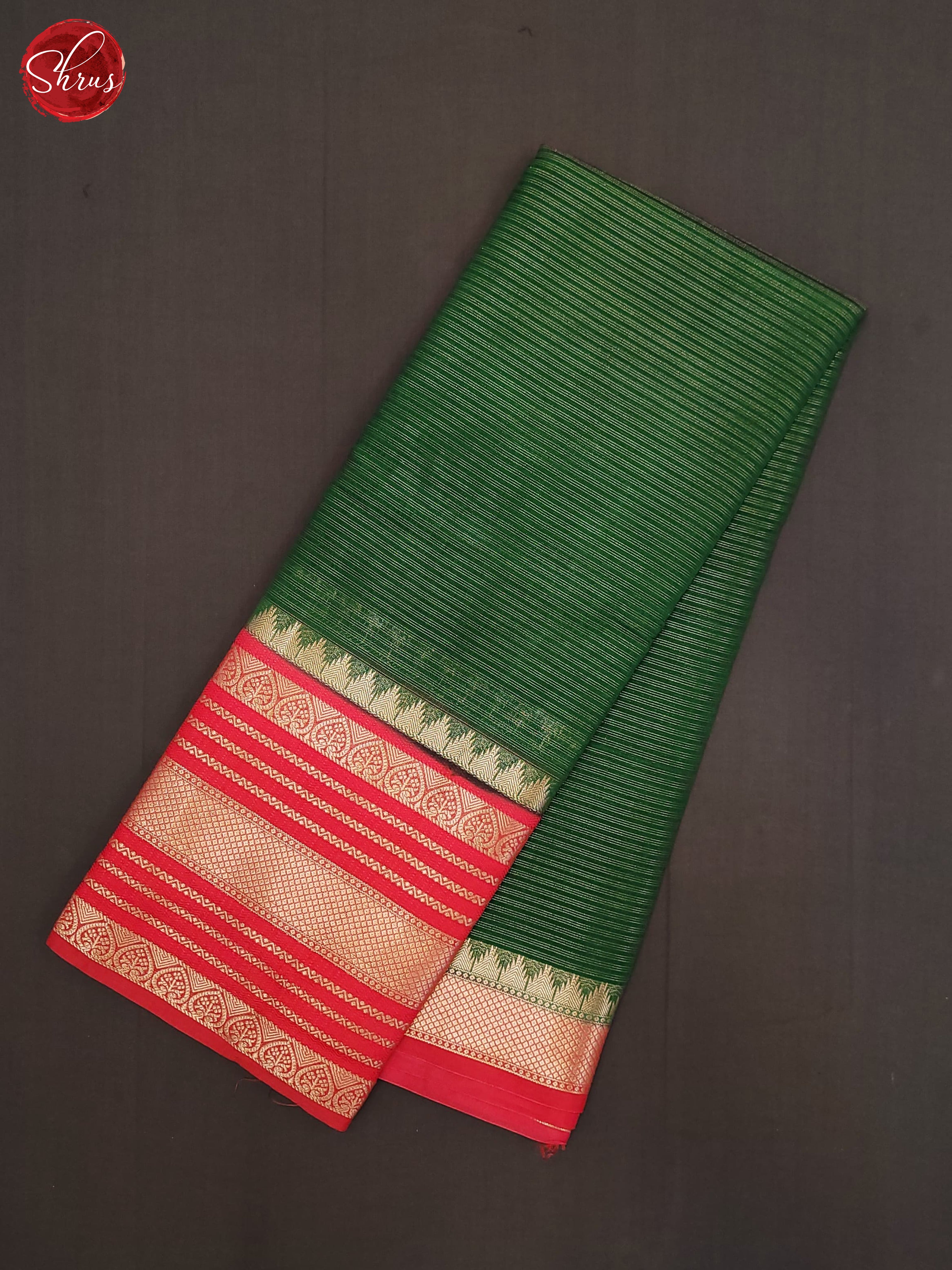 Green & Red - Semi Dupion Saree - Shop on ShrusEternity.com