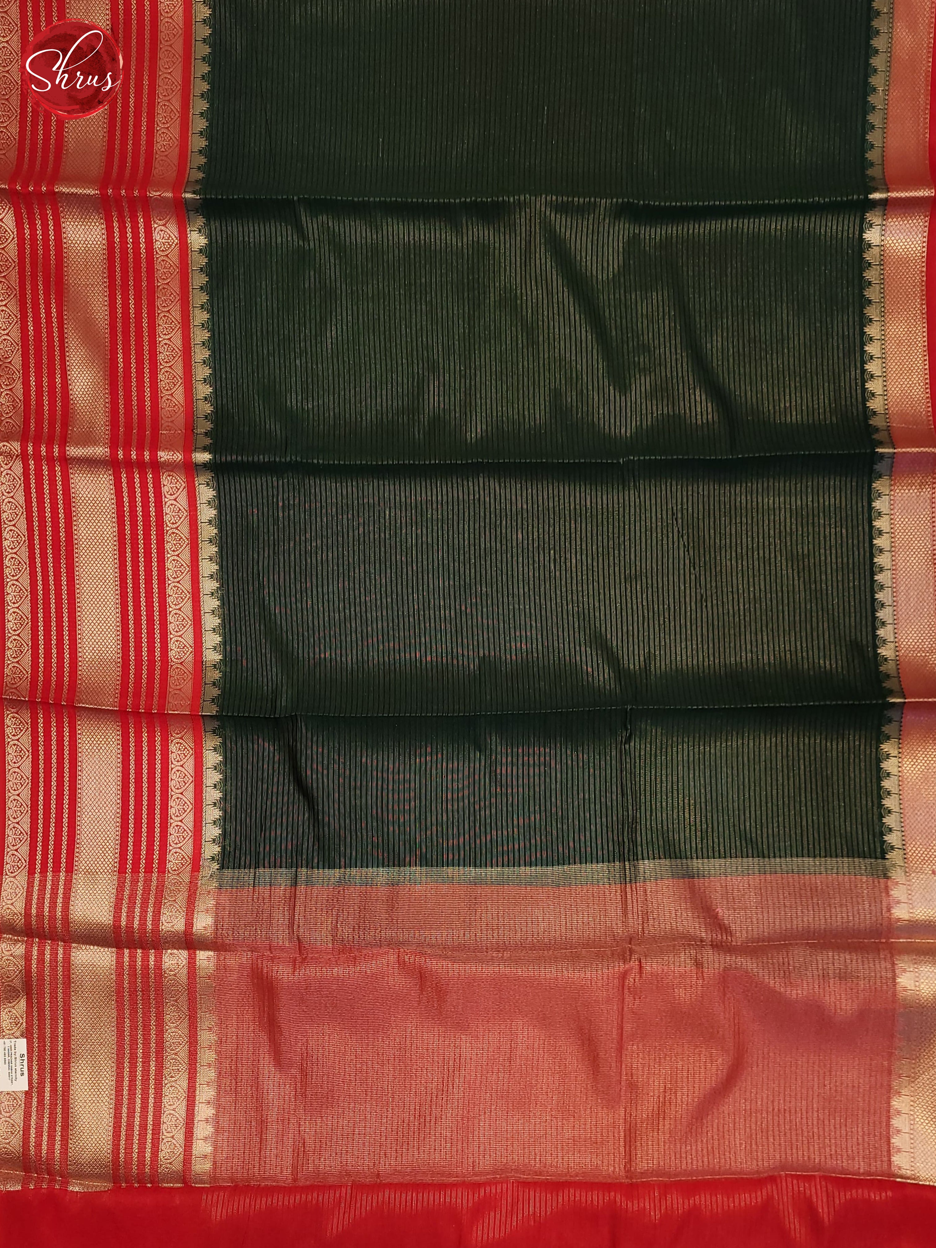 Green & Red- Semi Dupion Saree - Shop on ShrusEternity.com