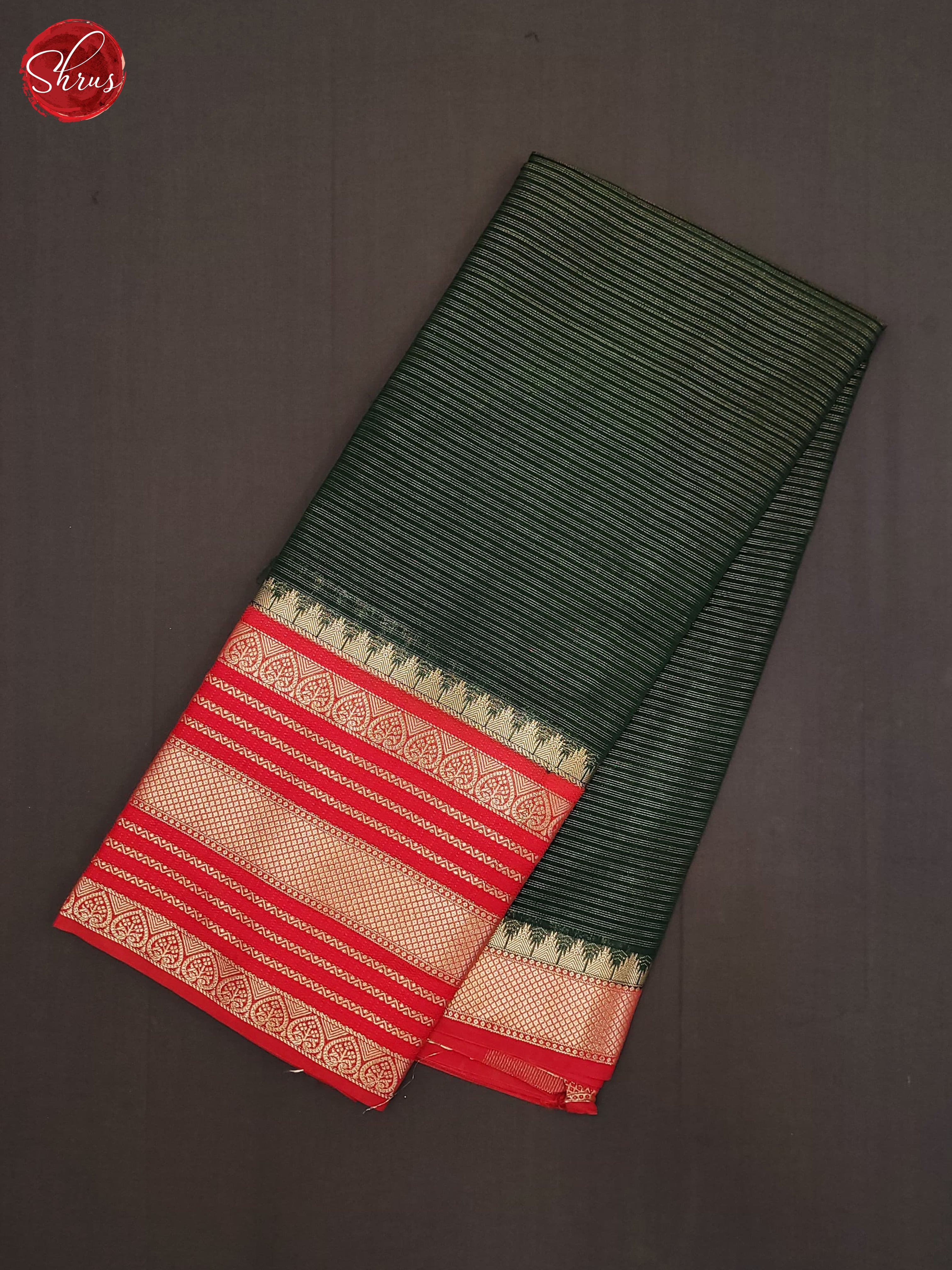 Green & Red- Semi Dupion Saree - Shop on ShrusEternity.com