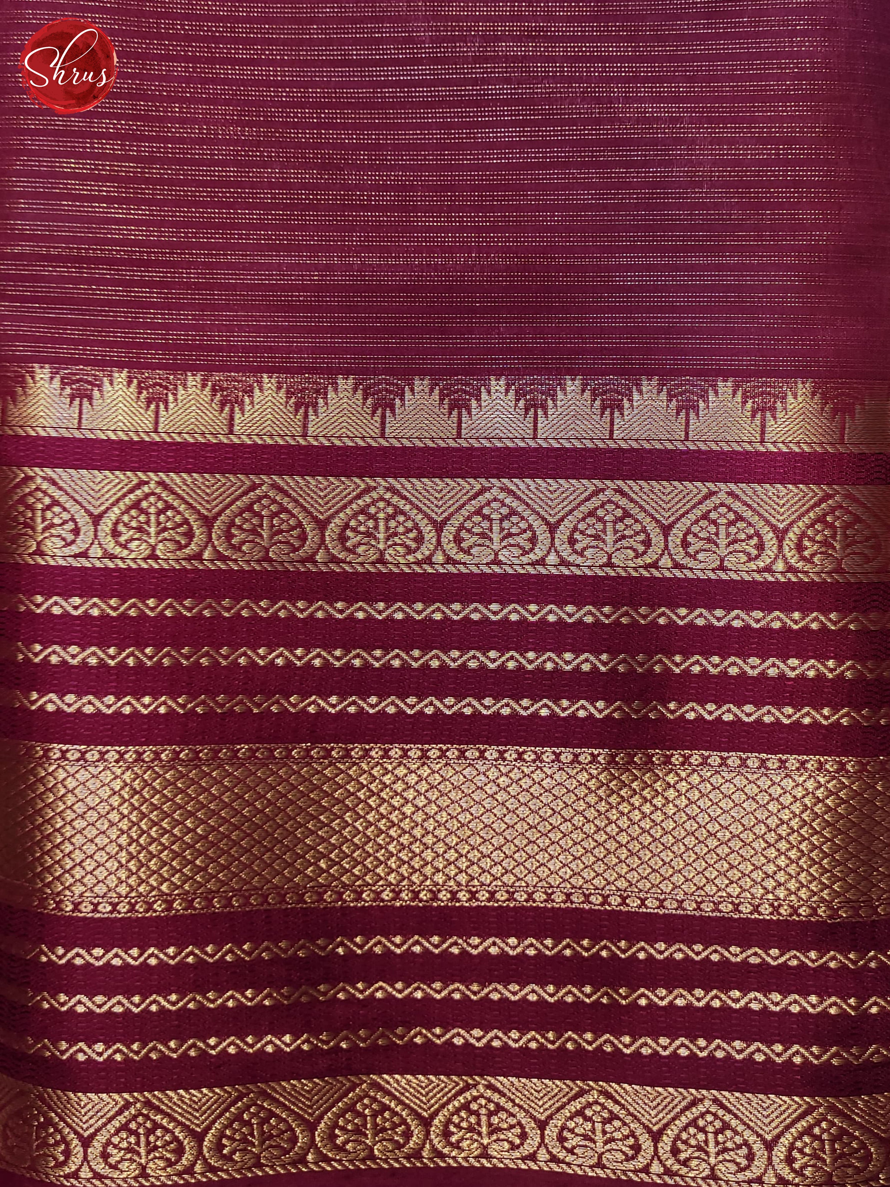 Grey & Maroon- Semi Dupion Saree - Shop on ShrusEternity.com