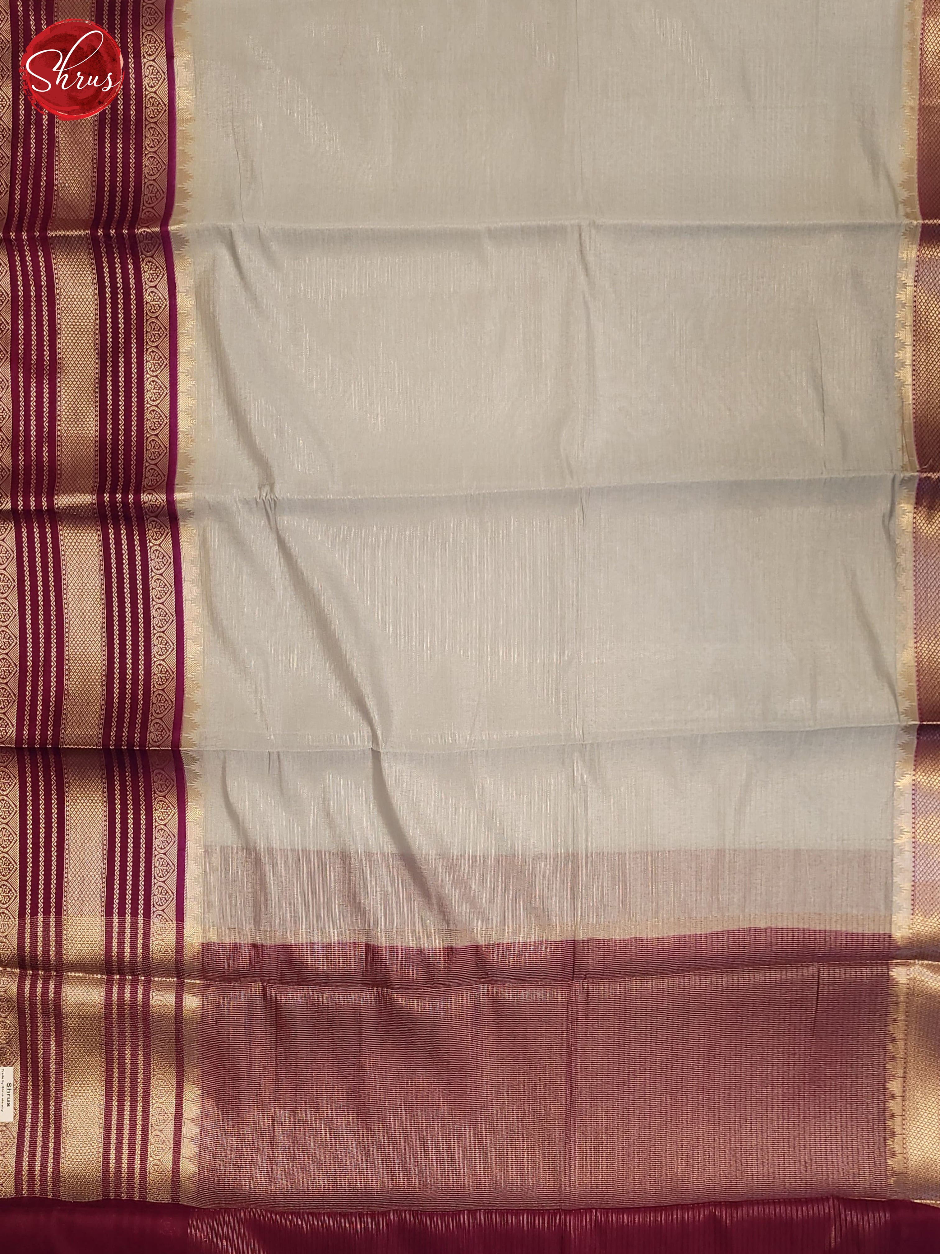 Grey & Maroon- Semi Dupion Saree - Shop on ShrusEternity.com