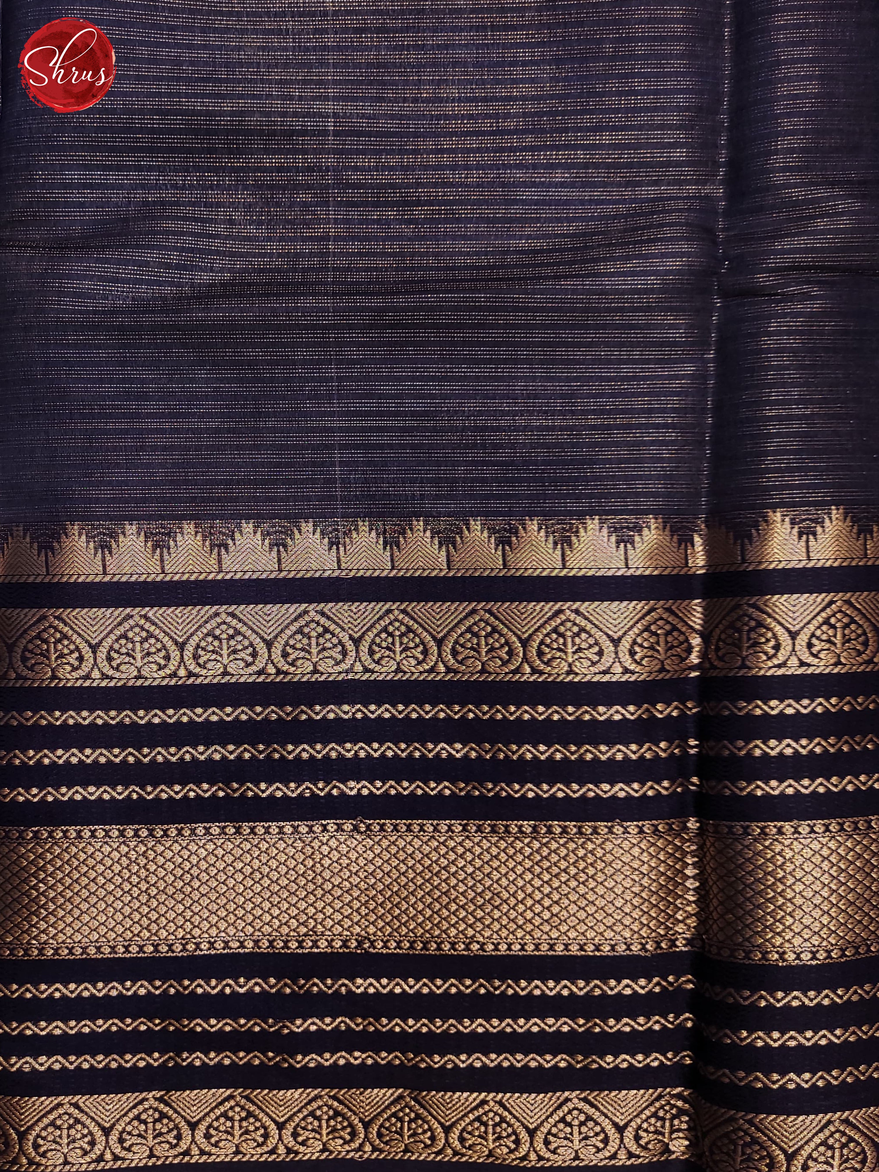 Cream & Navy Blue - Semi Dupion Saree - Shop on ShrusEternity.com