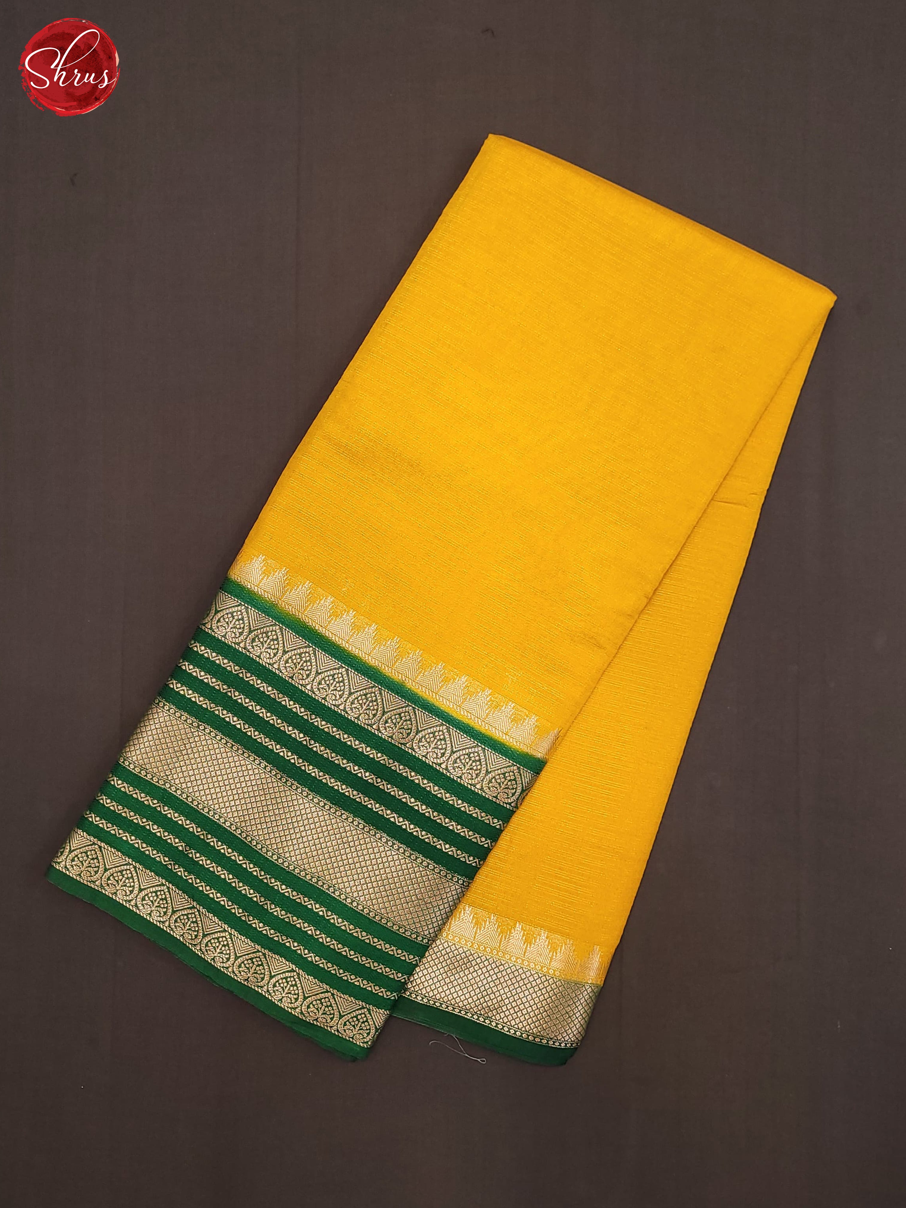 Yellow & Green- Semi Dupion Saree - Shop on ShrusEternity.com