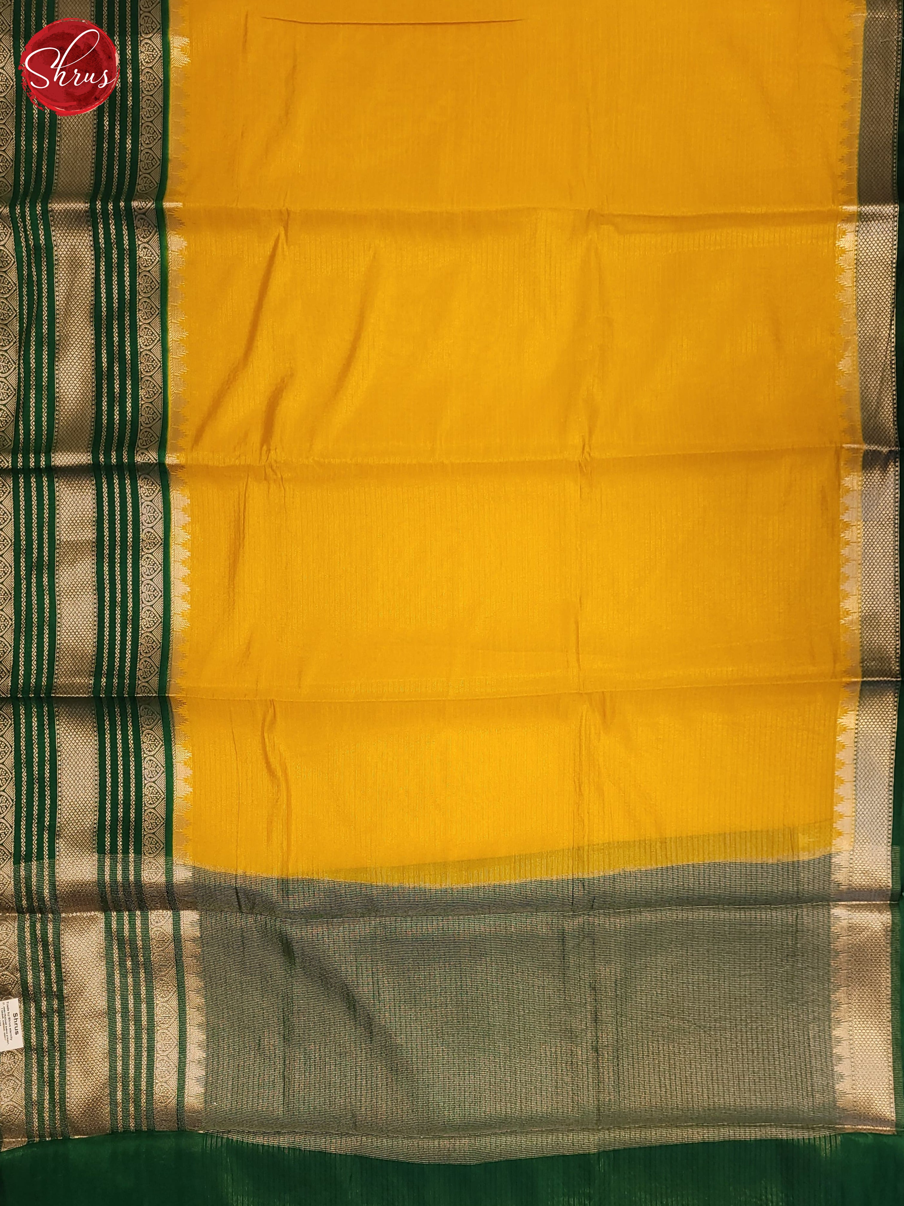 Yellow & Green- Semi Dupion Saree - Shop on ShrusEternity.com