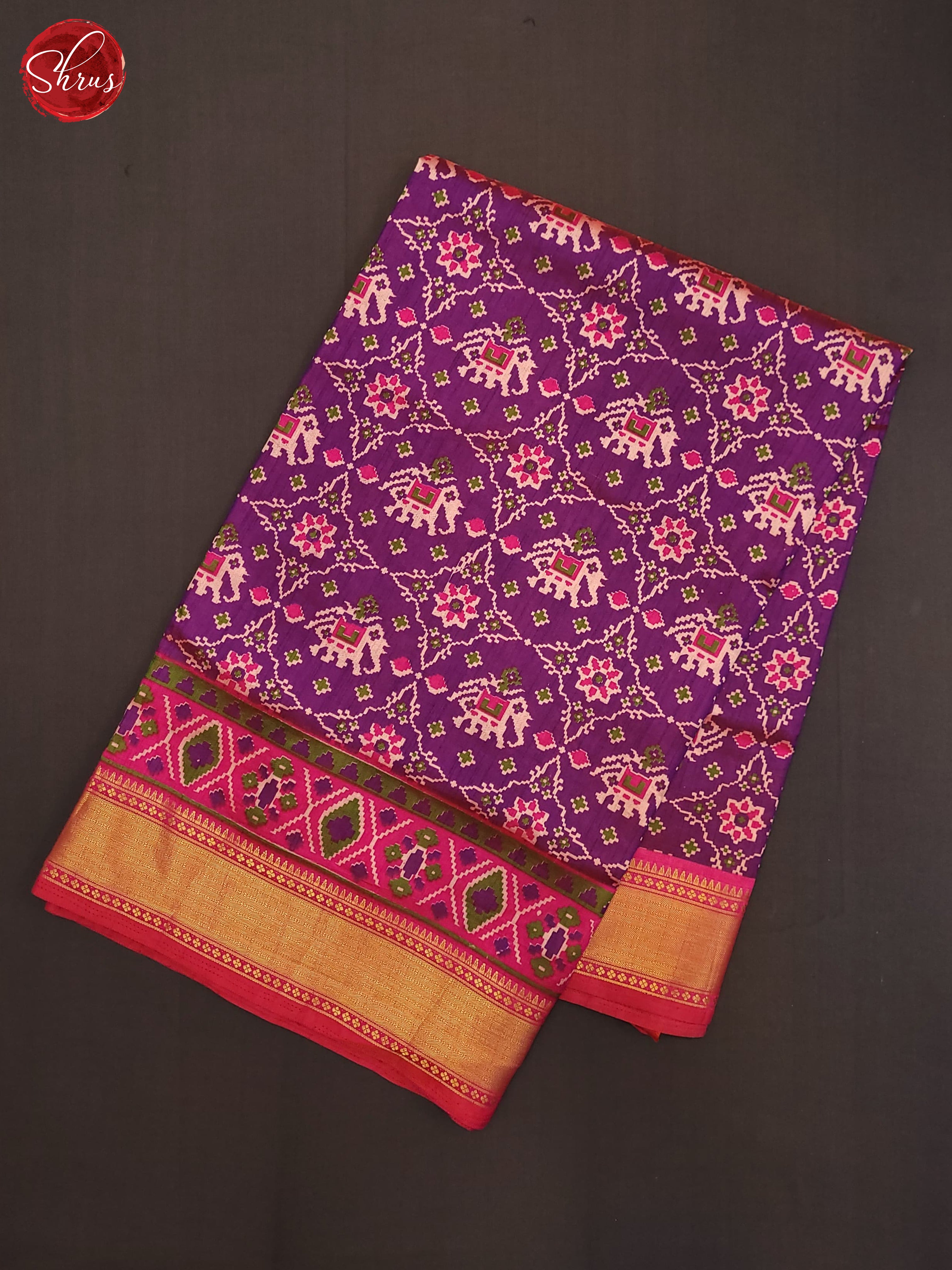 Purple & Pink - Semi Patola Saree - Shop on ShrusEternity.com