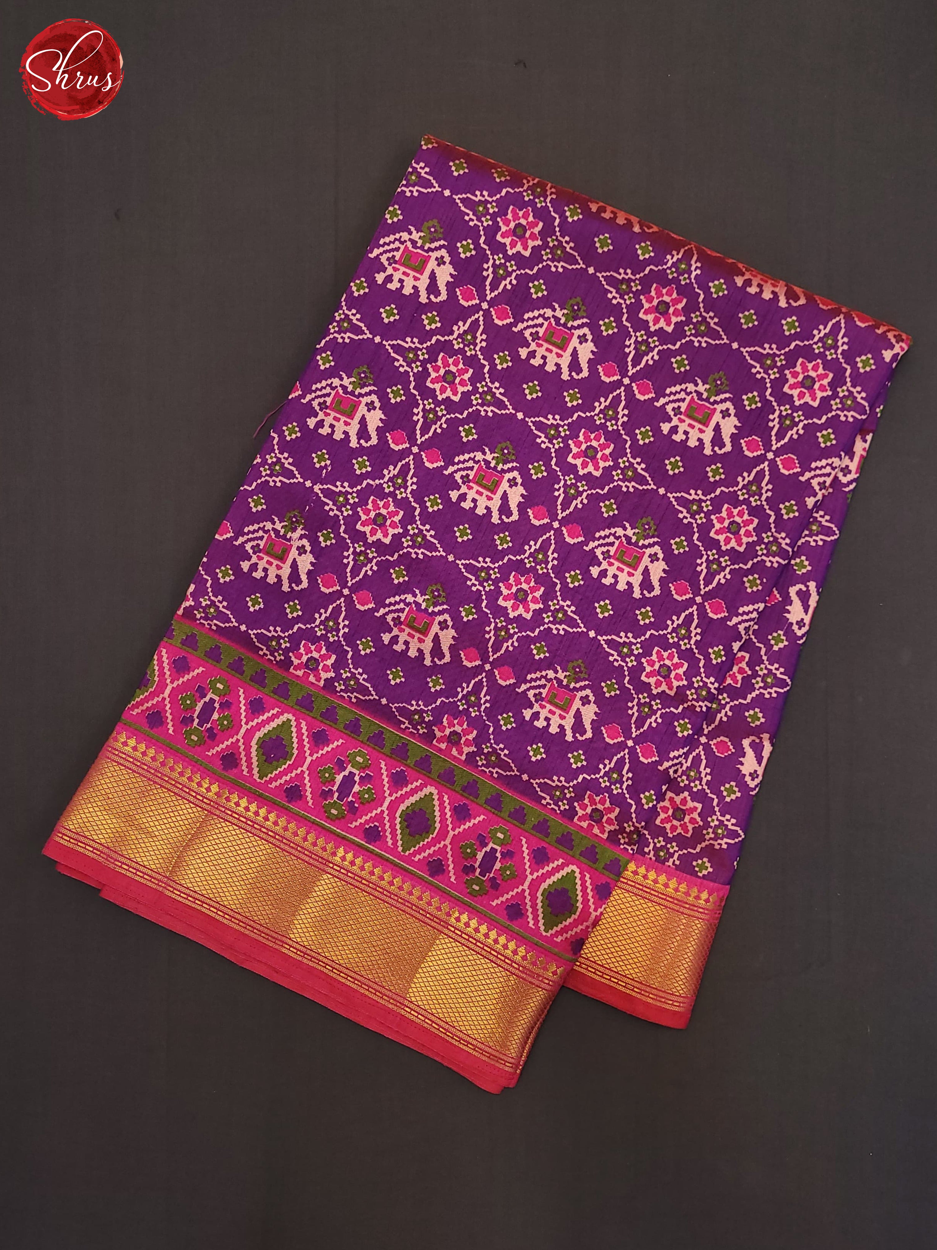 Violet & Pink- Semi Patola Saree - Shop on ShrusEternity.com