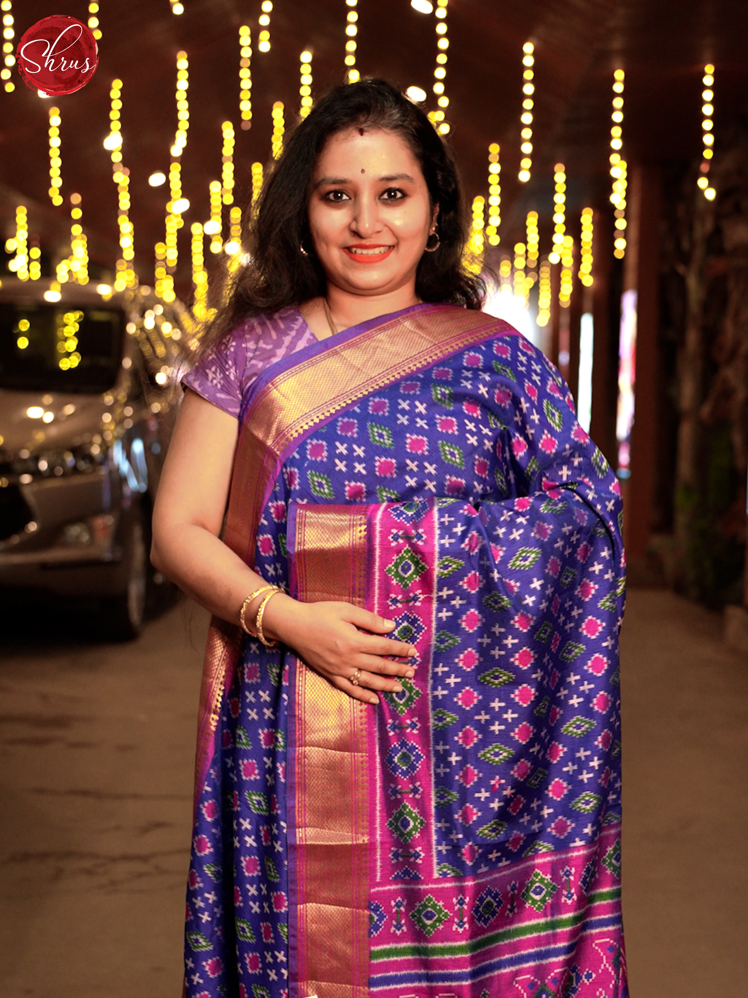 Blue & Pink - Semi Patola Saree - Shop on ShrusEternity.com