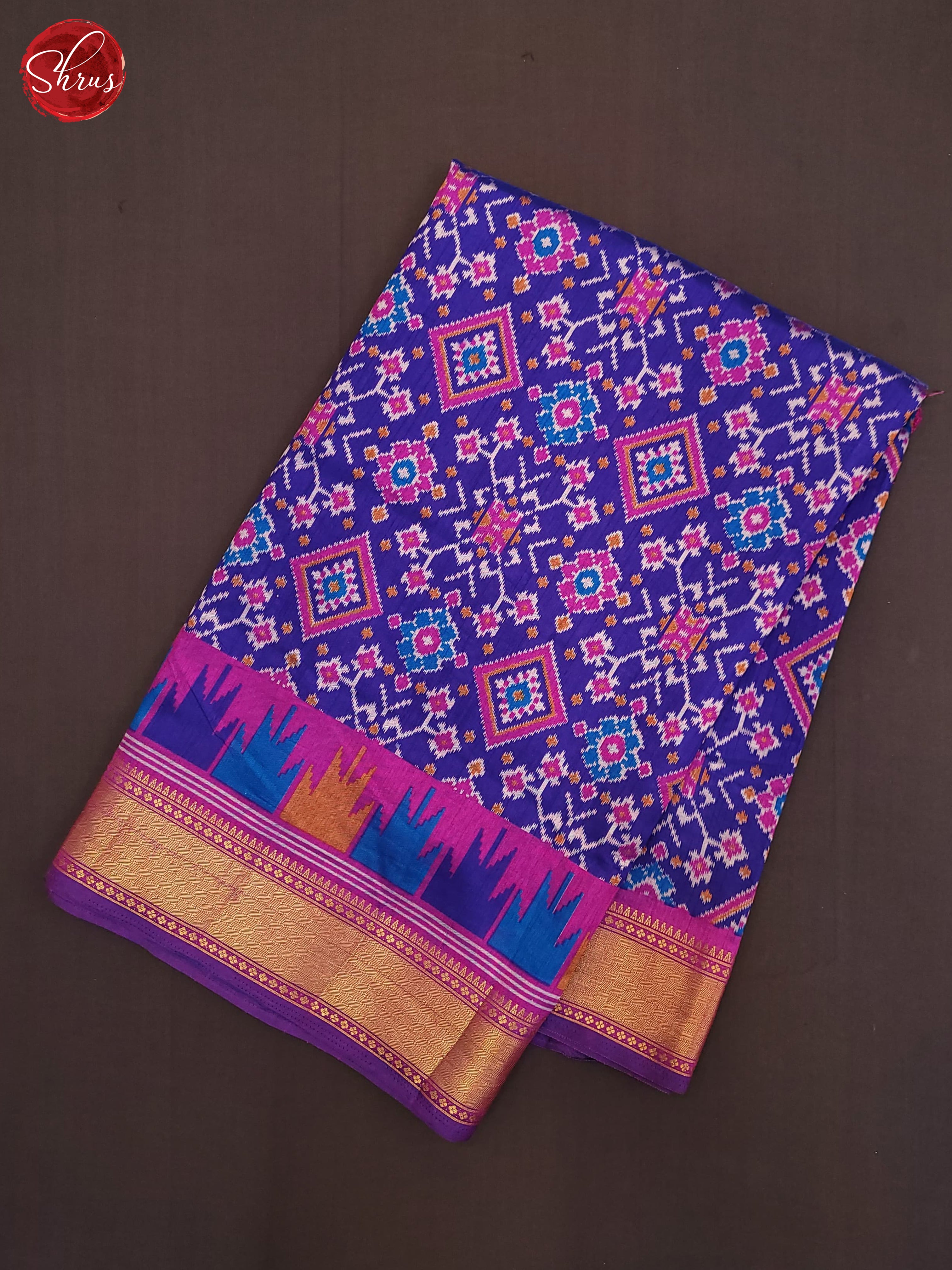 Blue & Pink- Semi Patola Saree - Shop on ShrusEternity.com