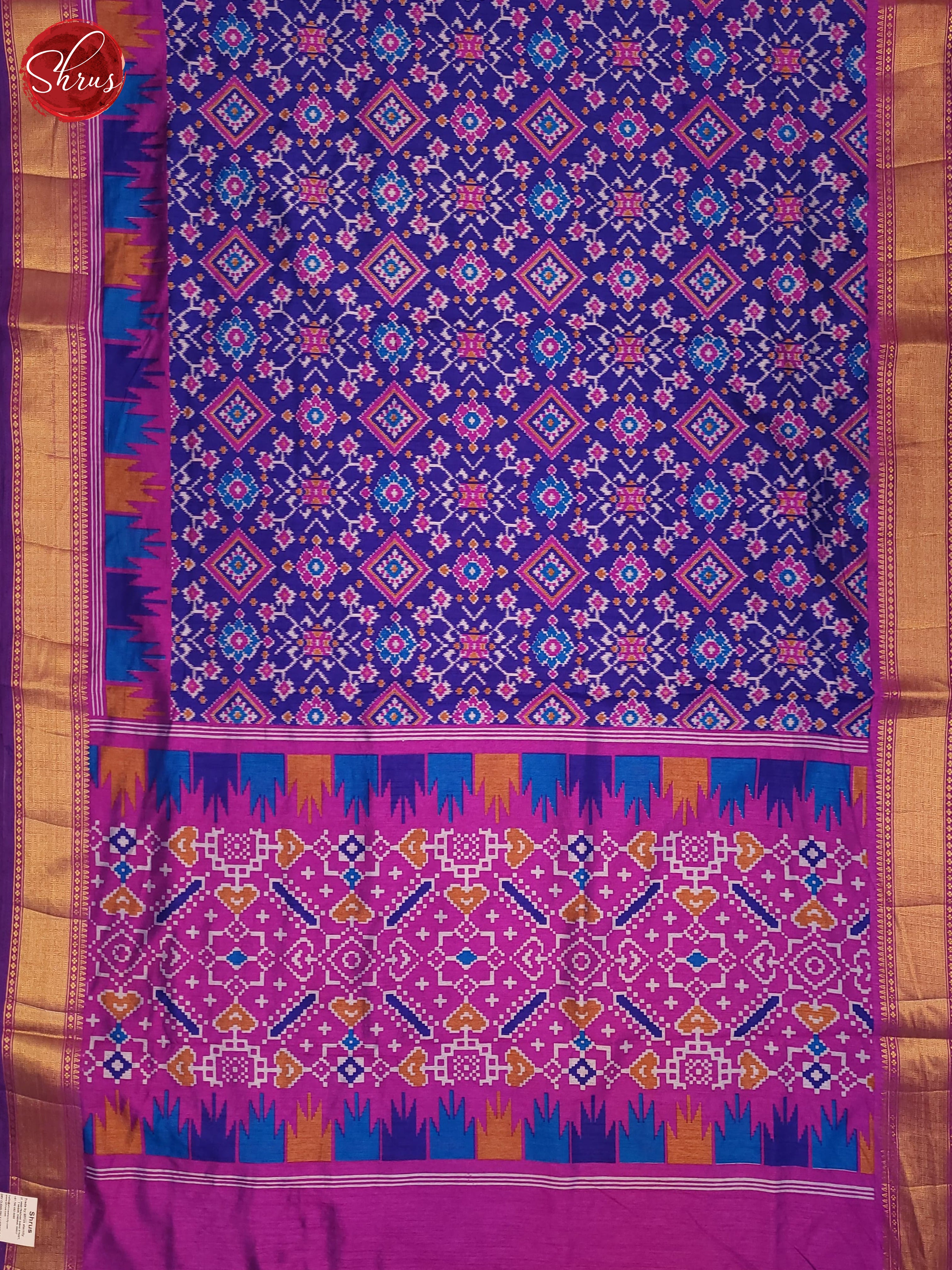 Blue & Pink- Semi Patola Saree - Shop on ShrusEternity.com