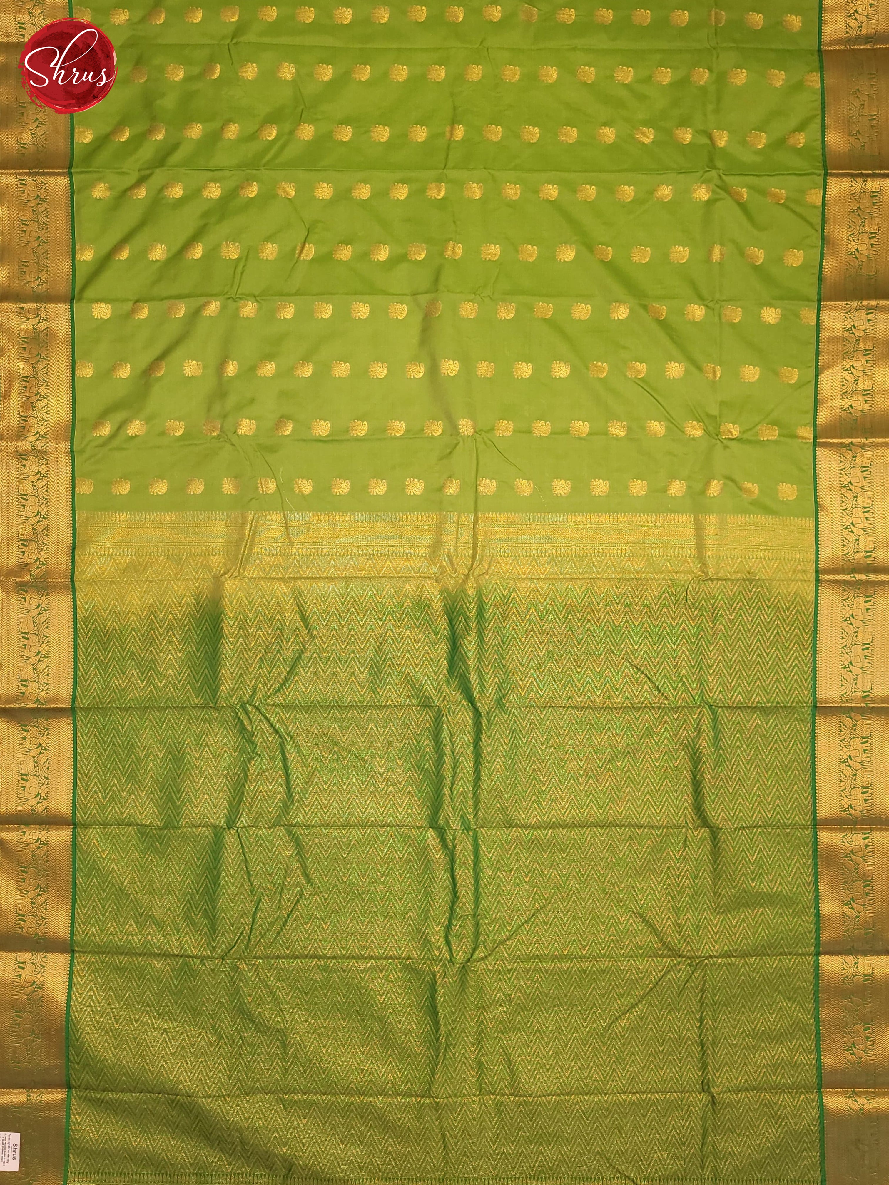 Green  - Semi Kanchipuram Saree - Shop on ShrusEternity.com