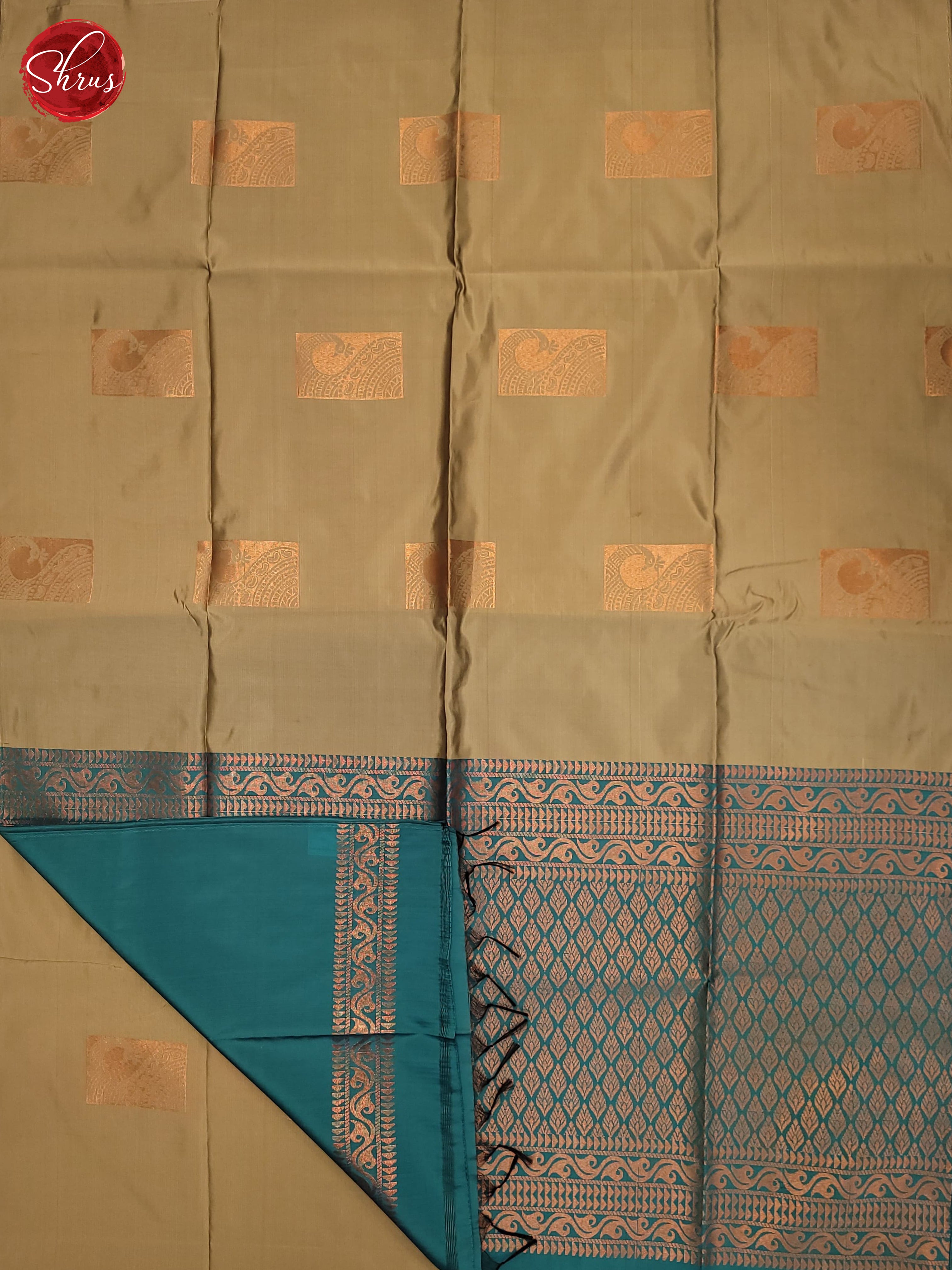 Beige & Blue- Semi Softsilk Saree - Shop on ShrusEternity.com