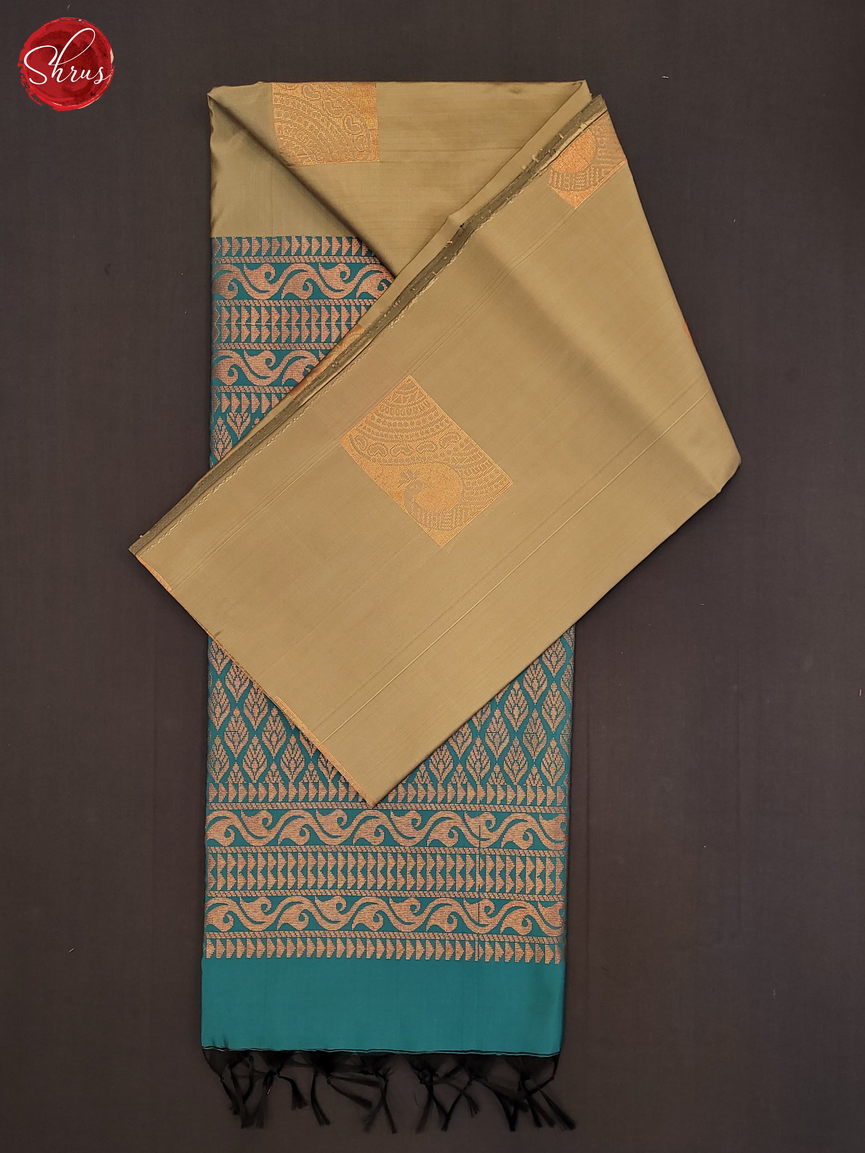 Beige & Blue- Semi Softsilk Saree - Shop on ShrusEternity.com