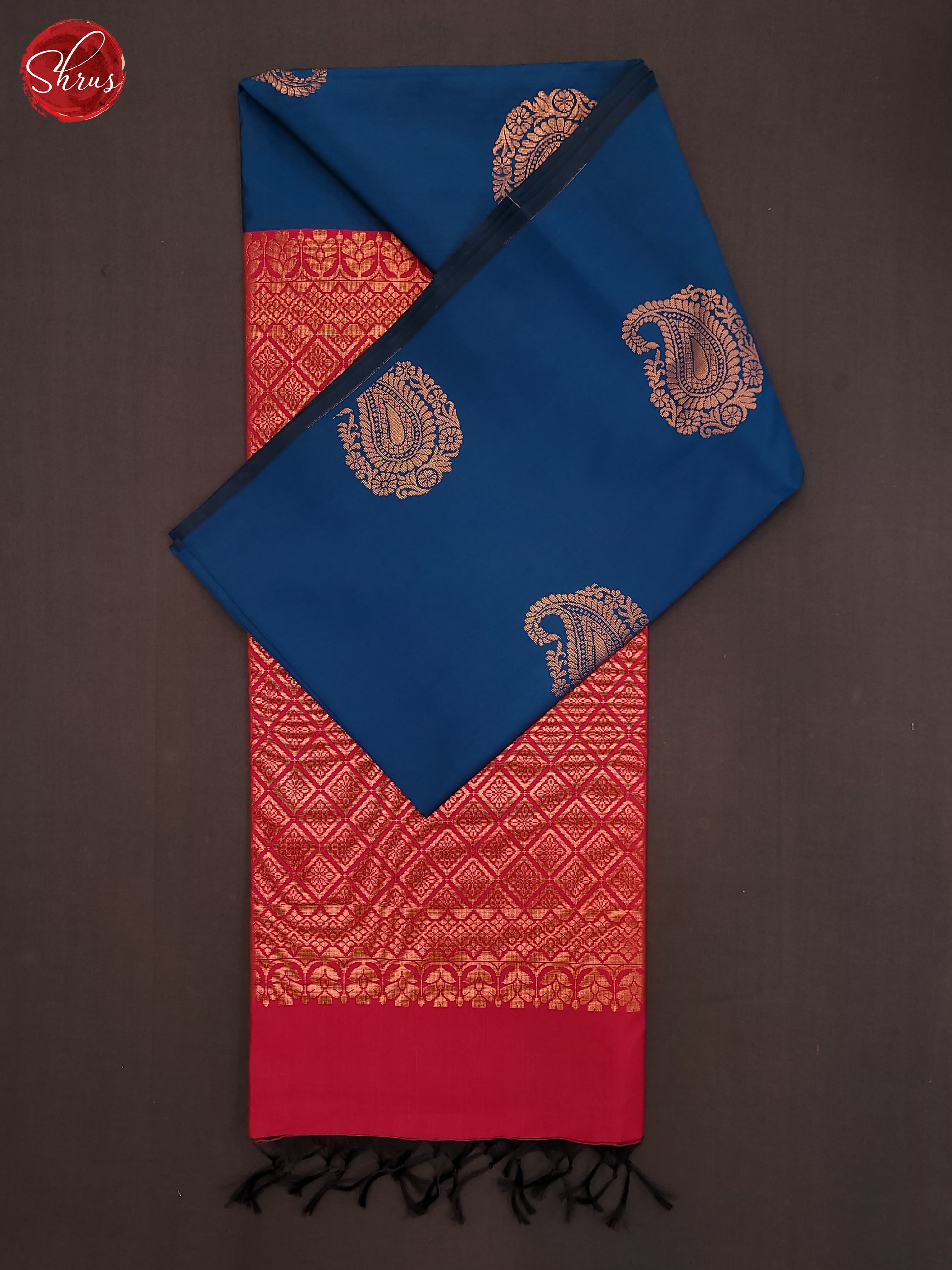 Blue& Red - Semi Softsilk Saree - Shop on ShrusEternity.com