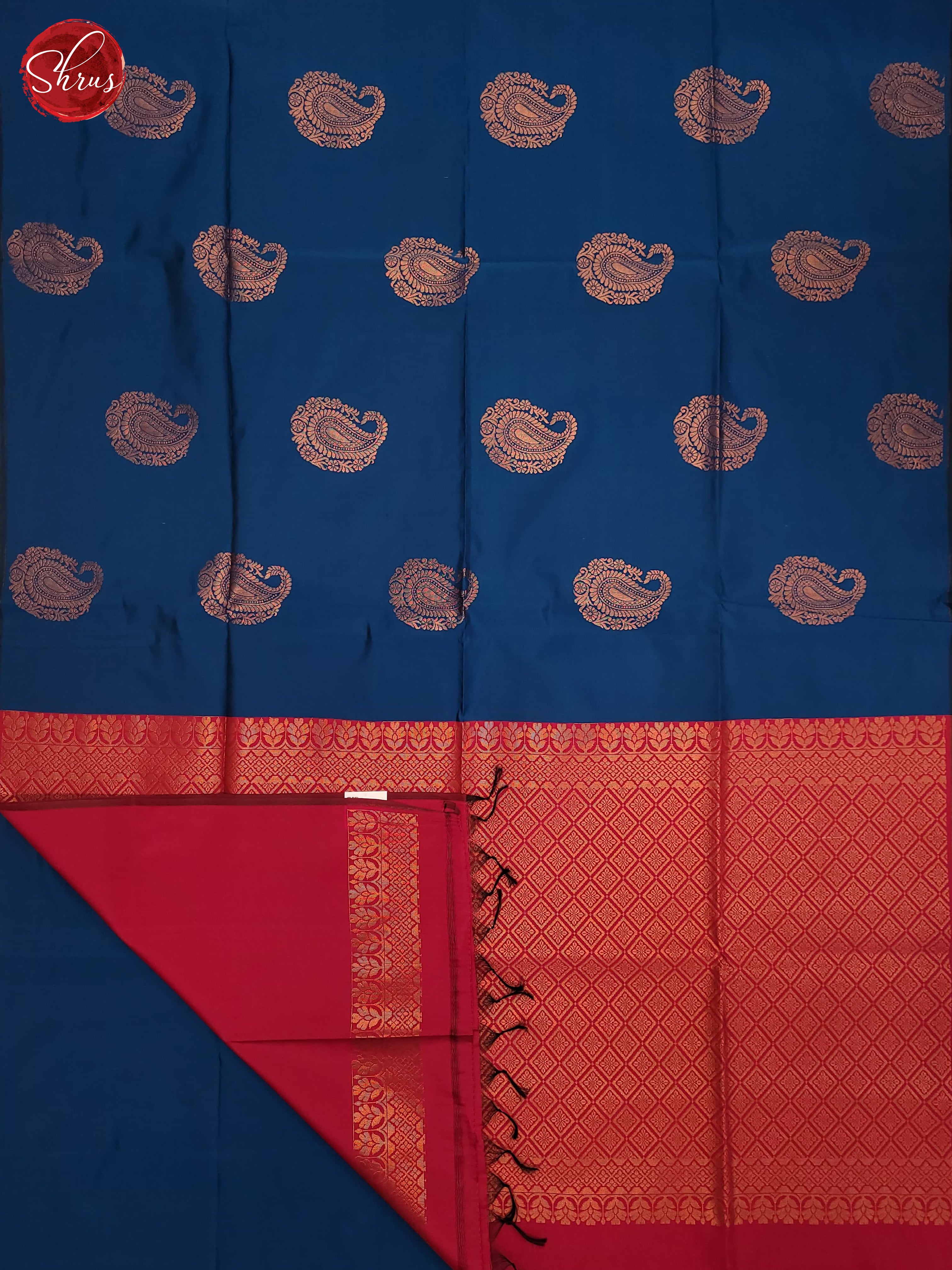 Blue& Red - Semi Softsilk Saree - Shop on ShrusEternity.com