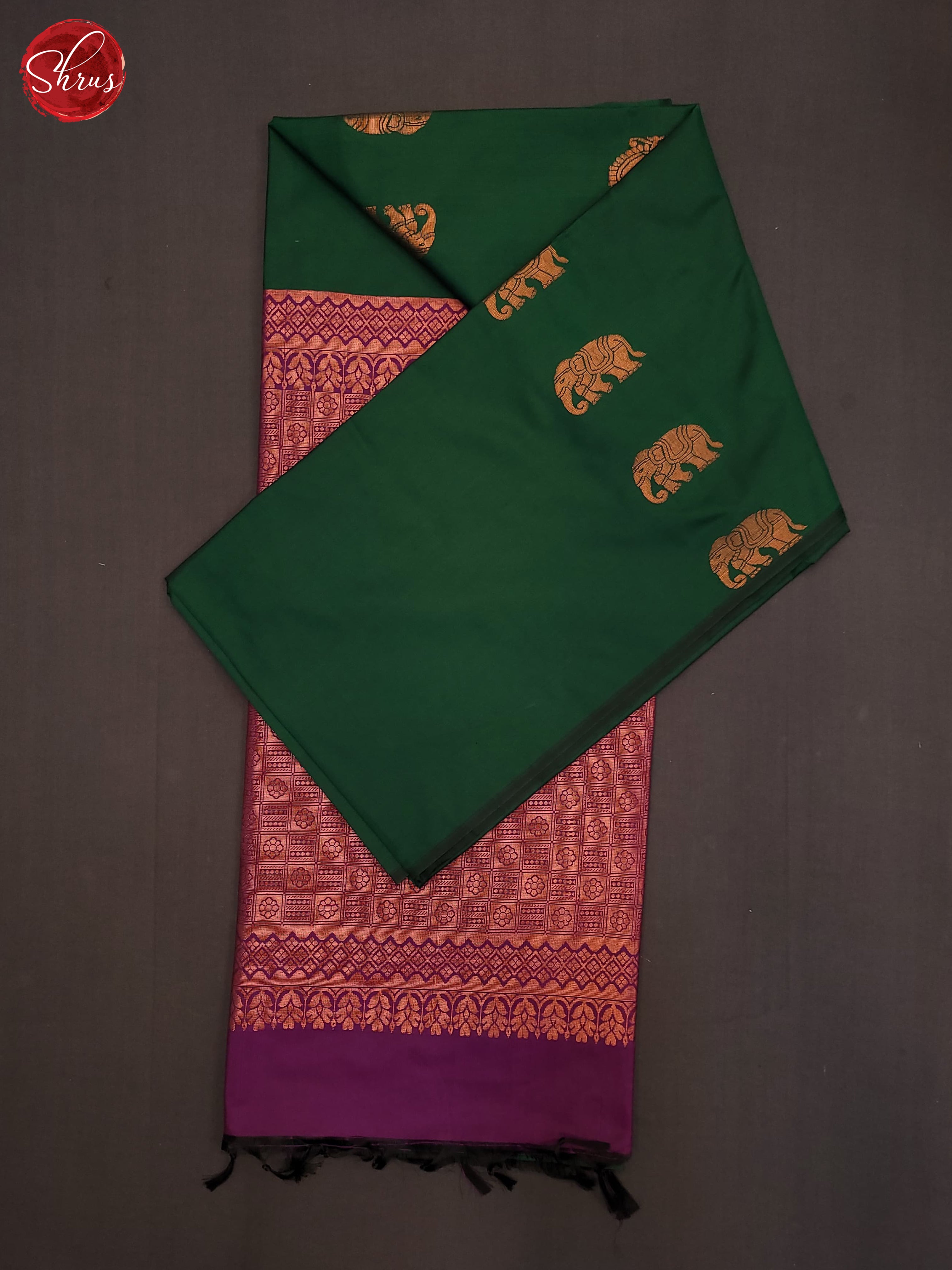 Bottle Green & Vadamalli - Semi Softsilk Saree - Shop on ShrusEternity.com