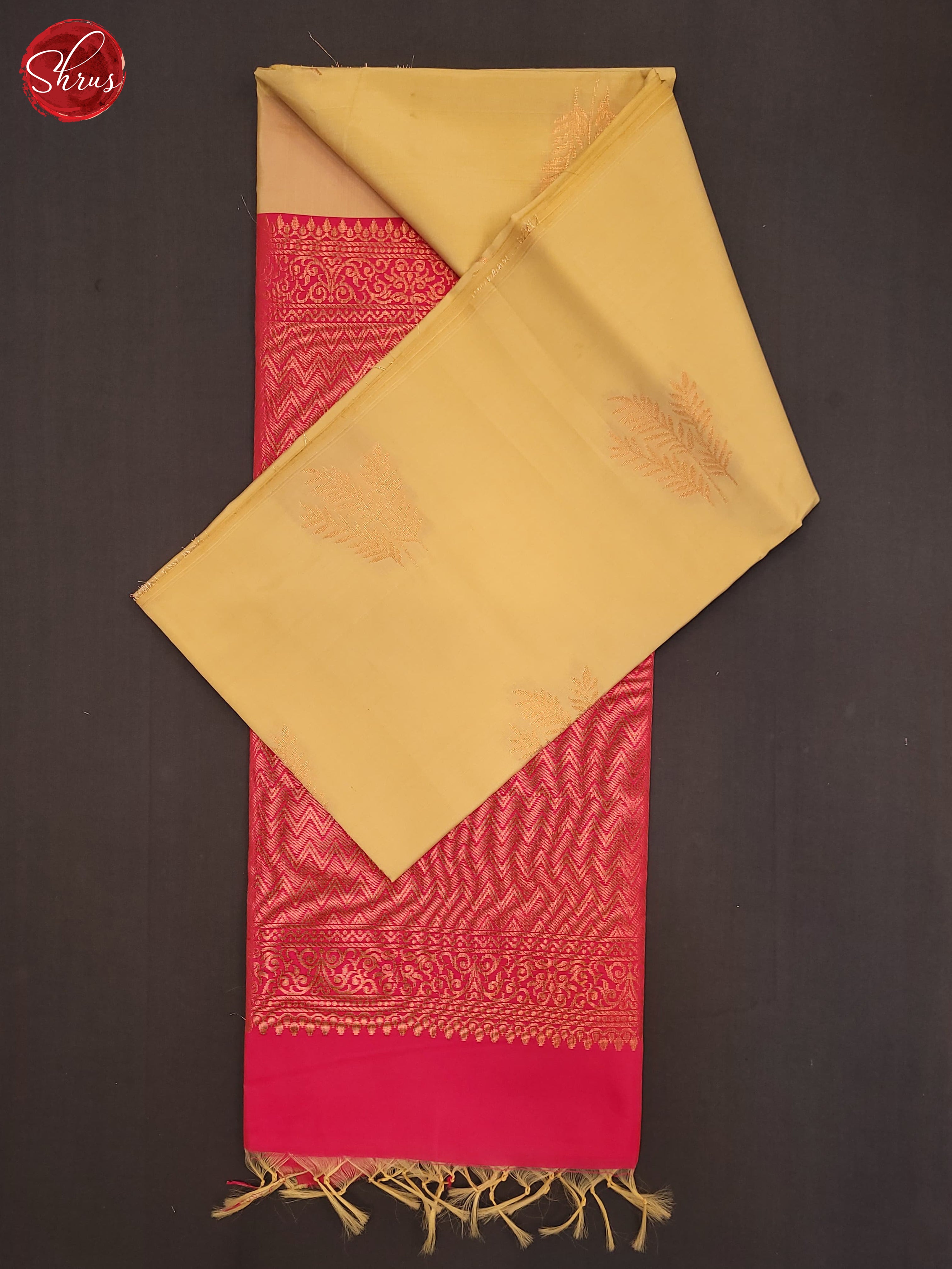 Beige & Pink - Semi Softsilk Saree - Shop on ShrusEternity.com