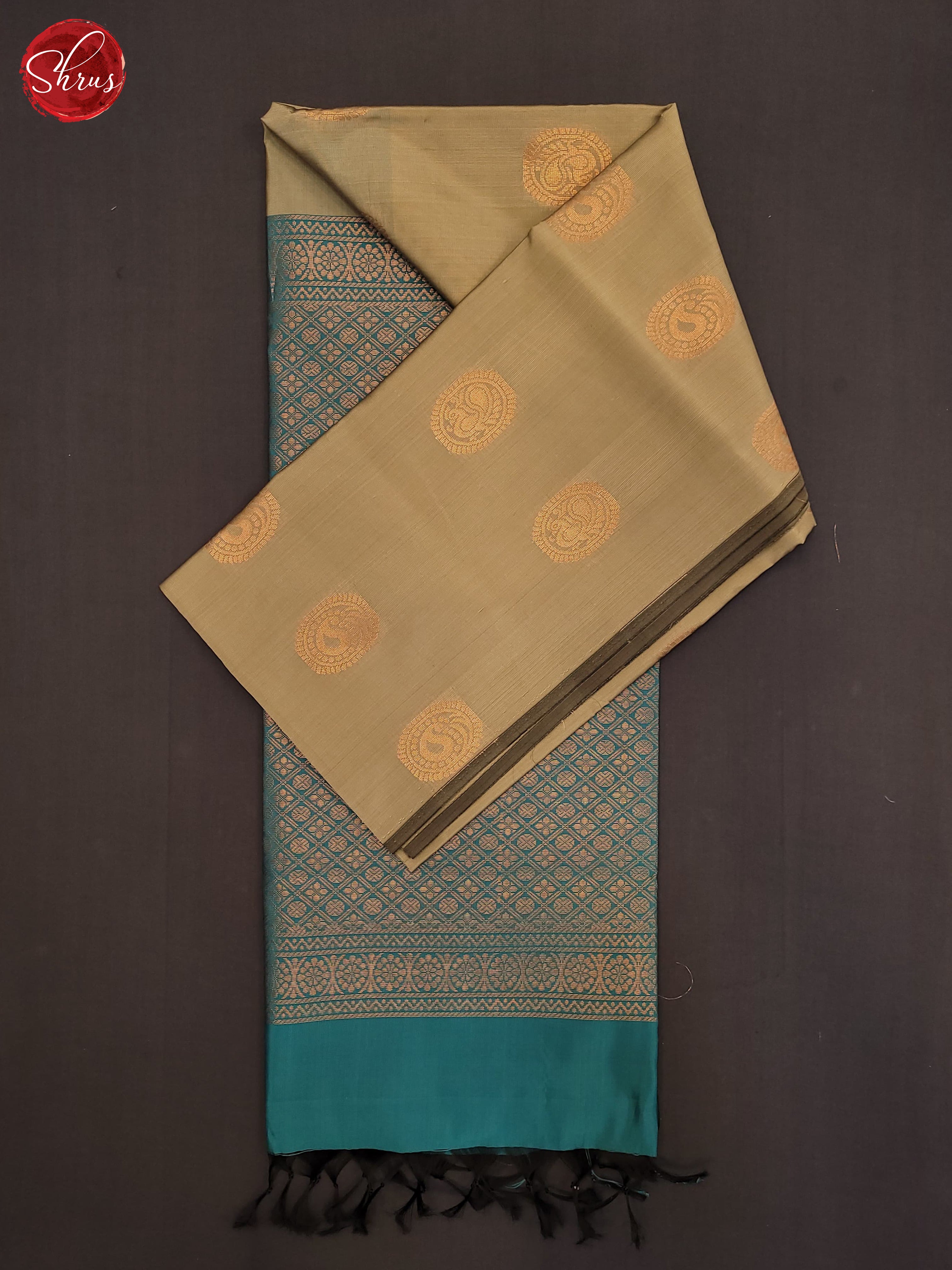 Beige &  Blue - Semi Softsilk Saree - Shop on ShrusEternity.com