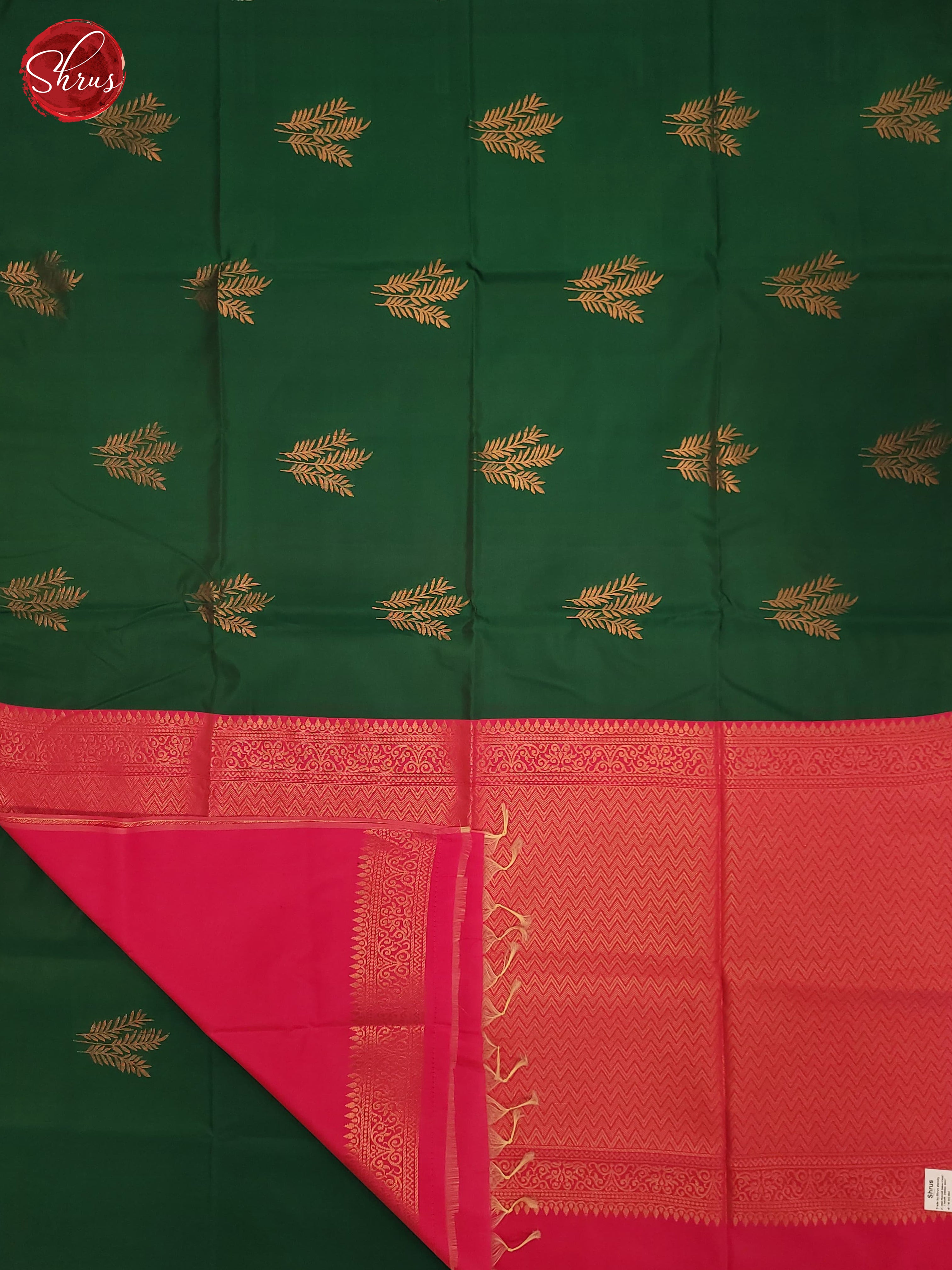 Bottle Green& Pink - Semi Softsilk Saree - Shop on ShrusEternity.com