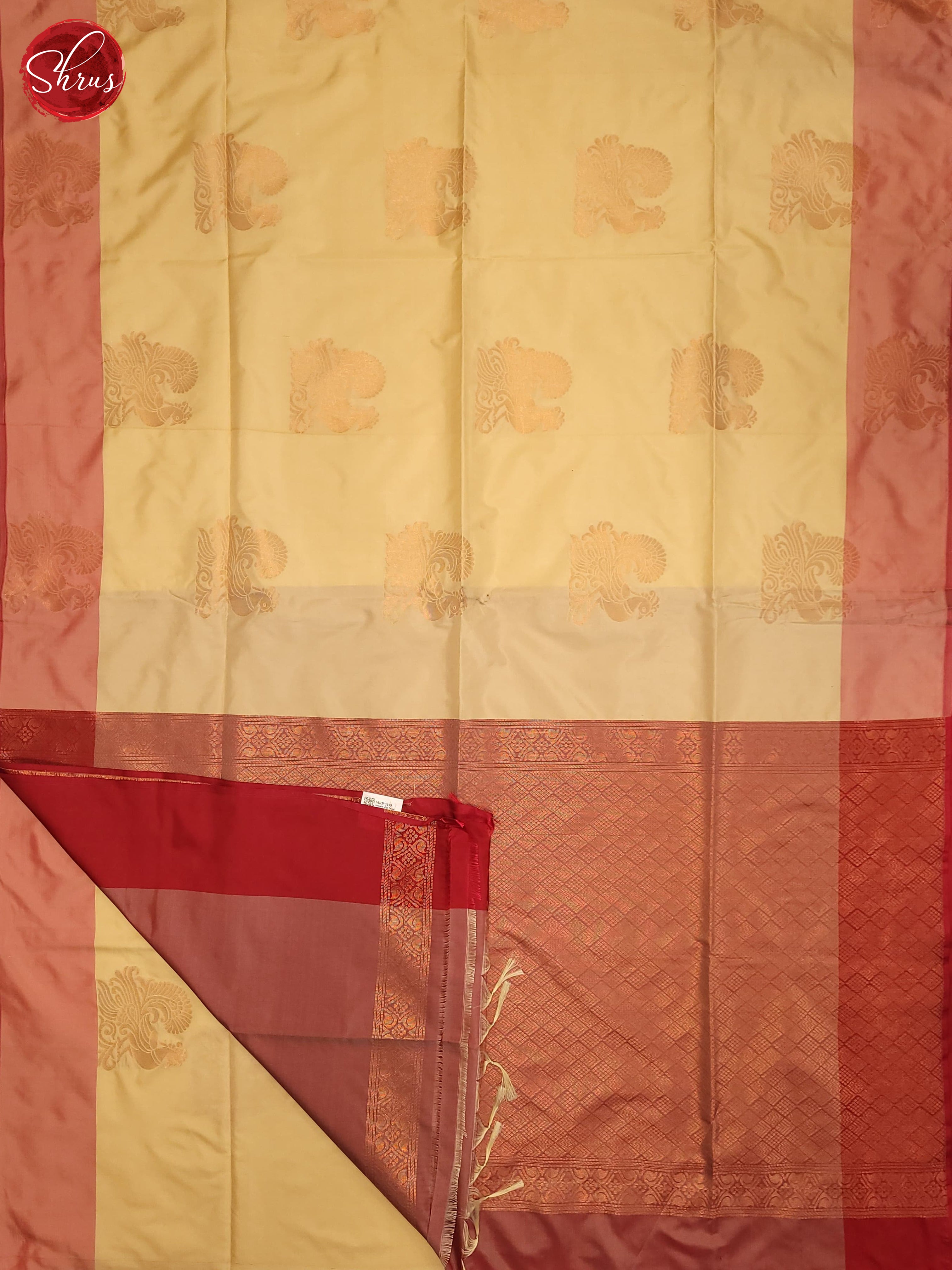 Beige & Red- Semi Softsilk Saree - Shop on ShrusEternity.com