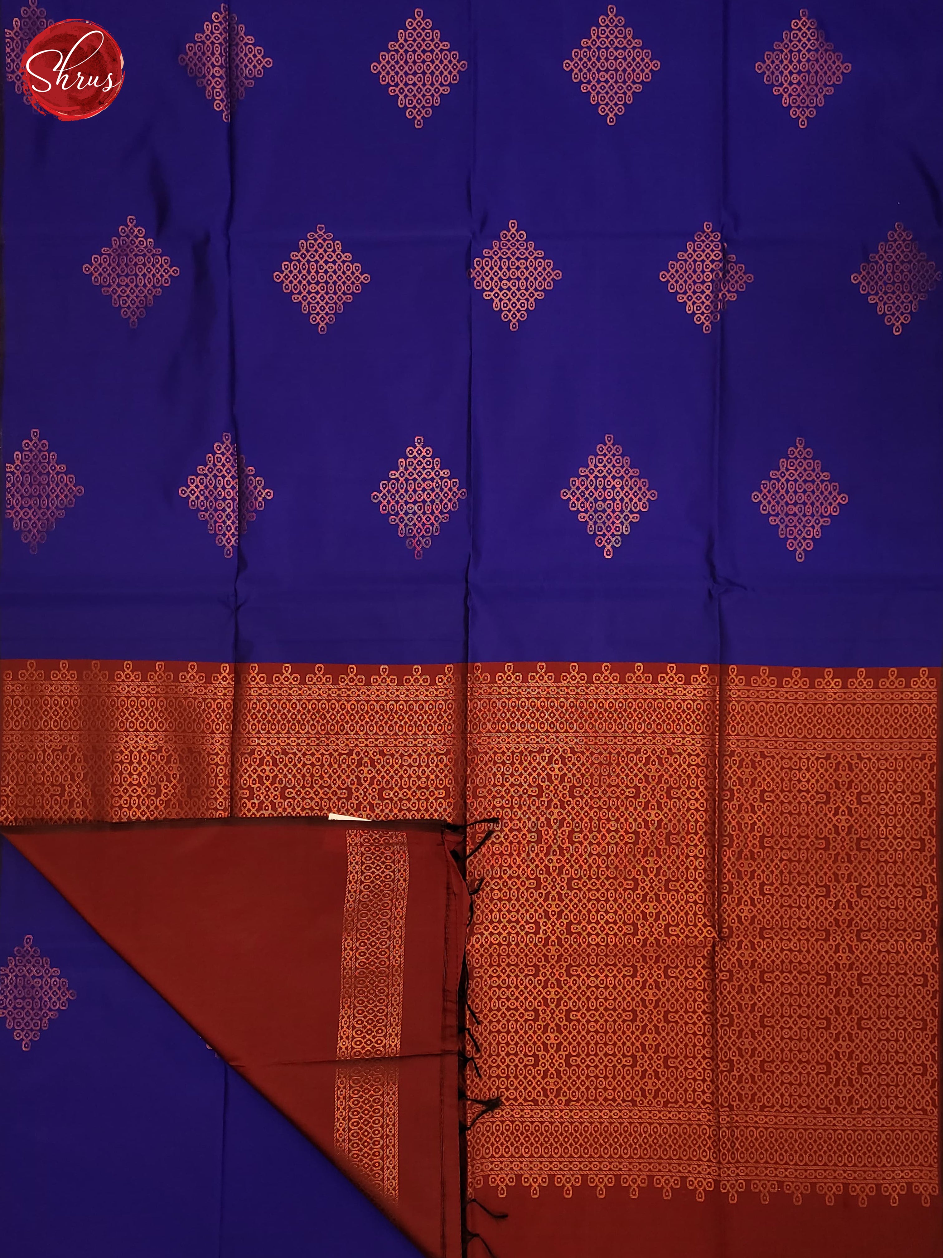 Blue  & Maroon - Semi Softsilk Saree - Shop on ShrusEternity.com