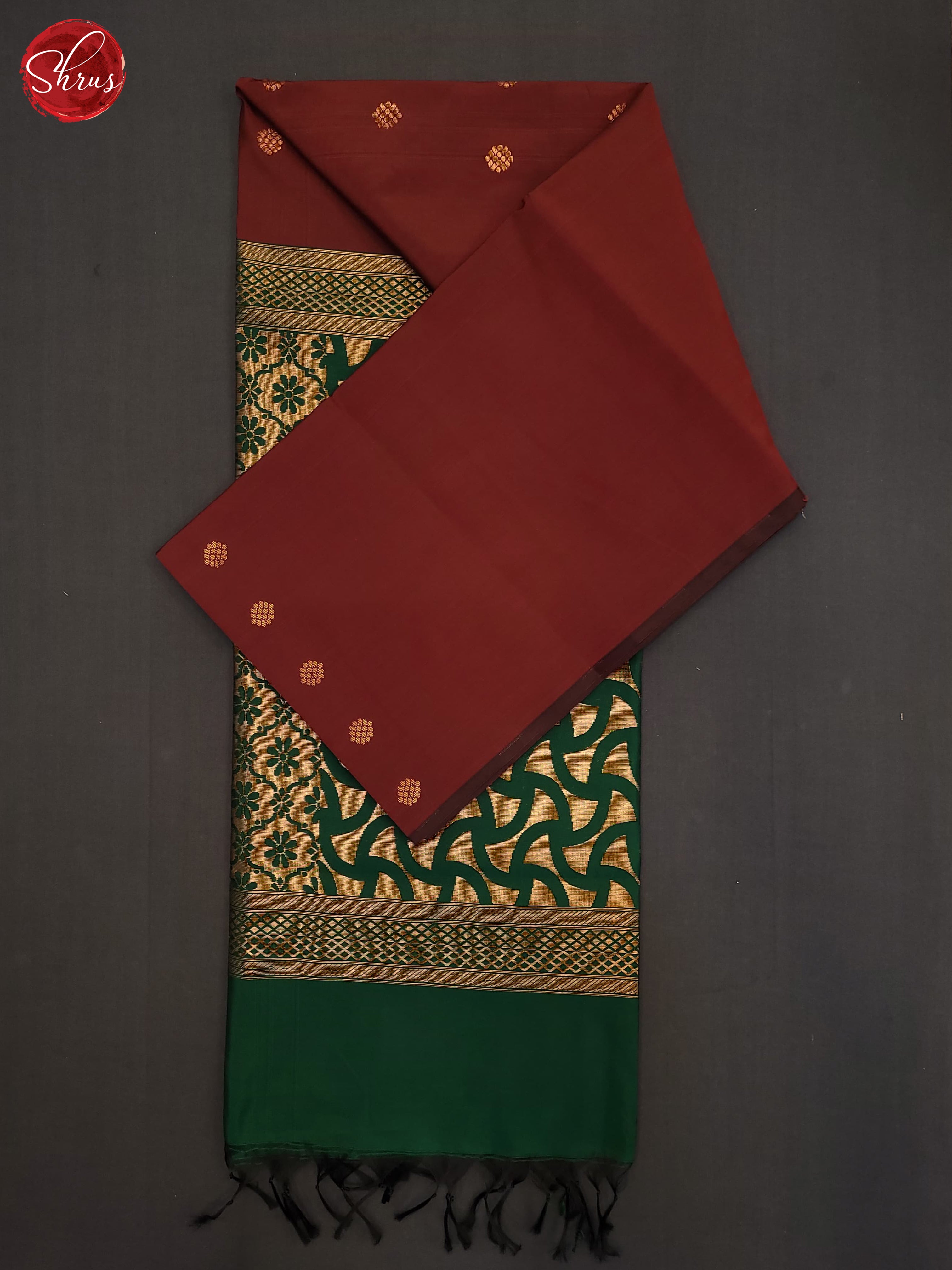 Maroon & Green - Semi Softsilk Saree - Shop on ShrusEternity.com