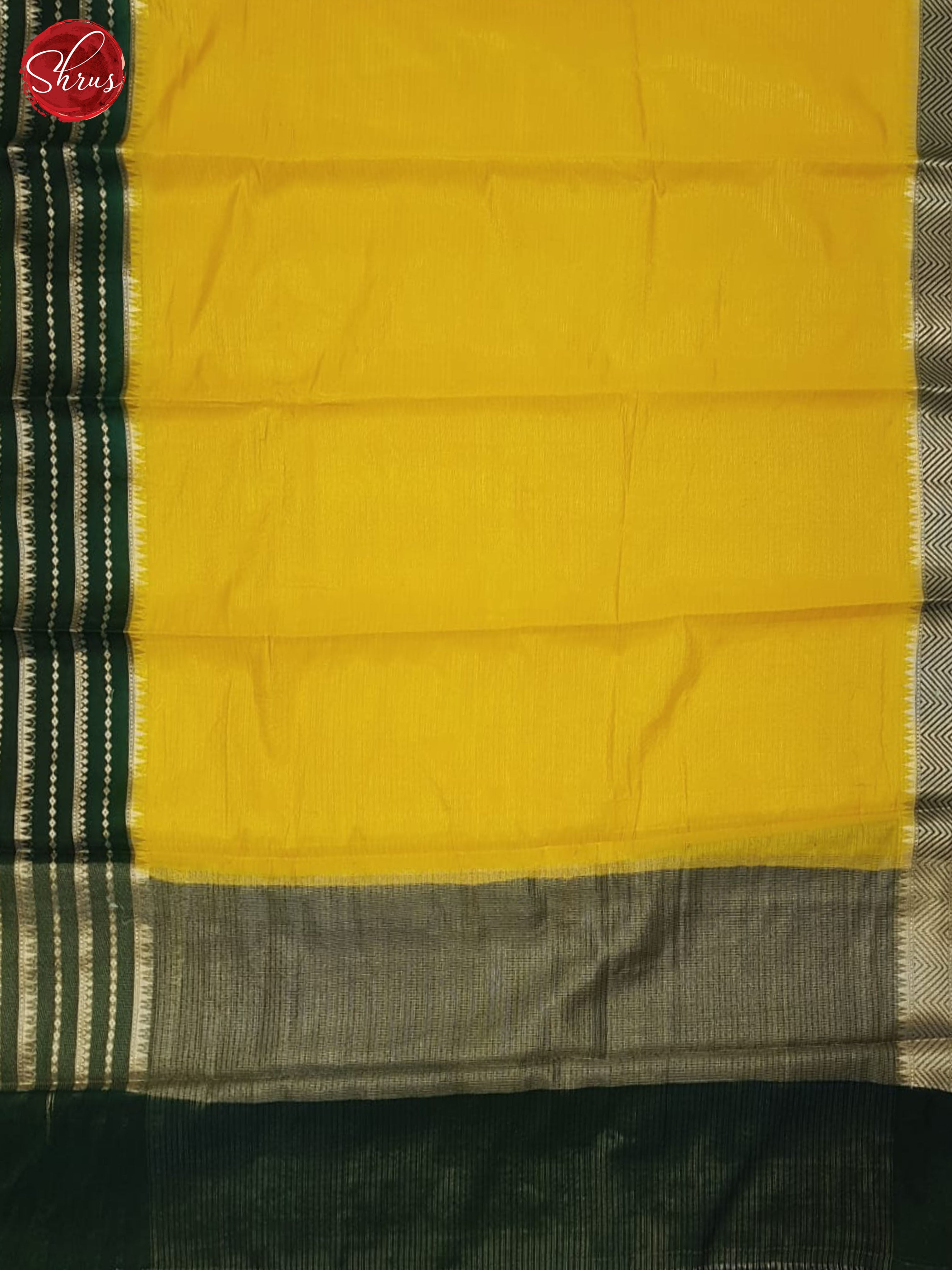 Yellow & Green - Semi Dupion Saree - Shop on ShrusEternity.com