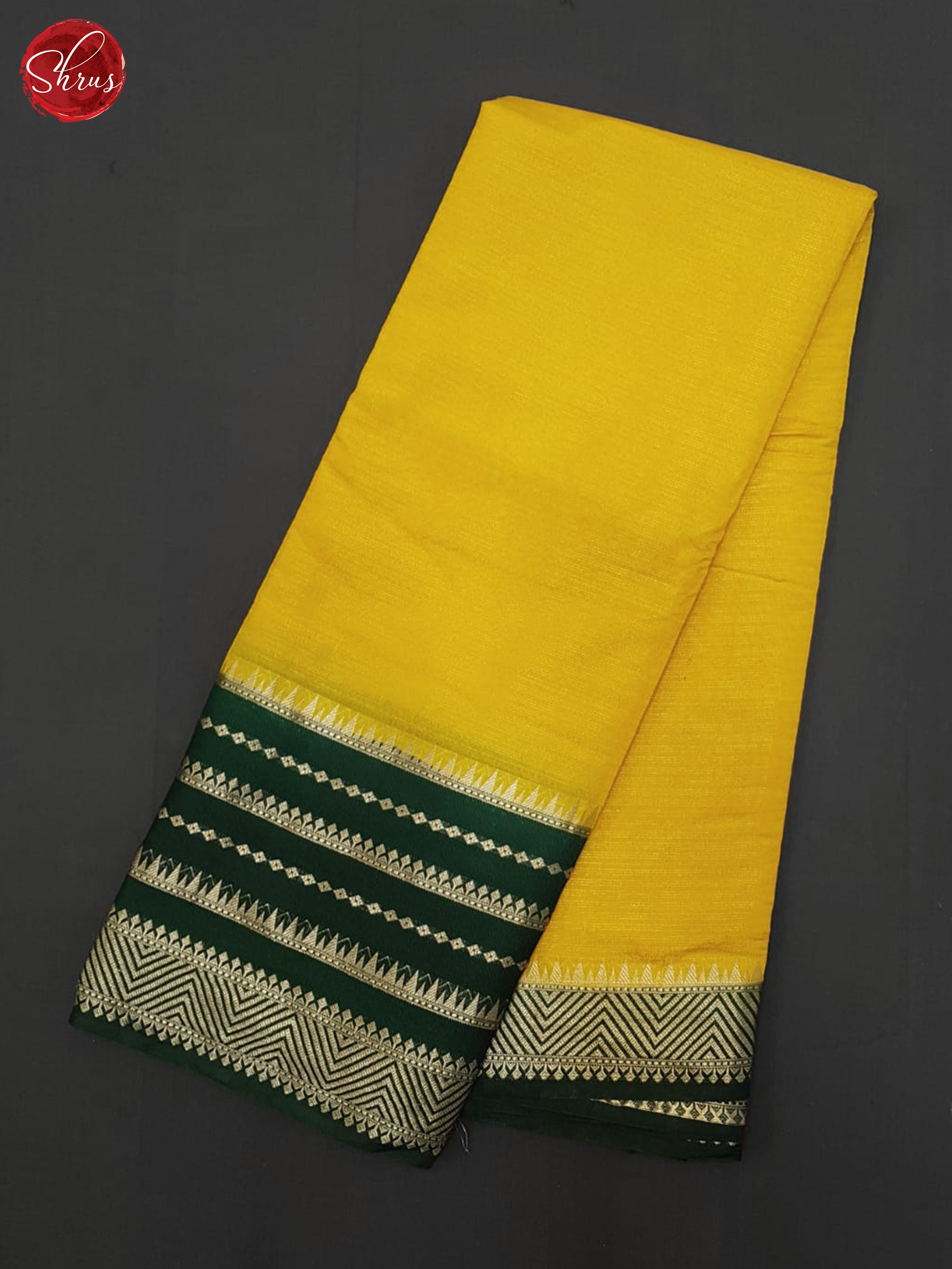 Yellow & Green - Semi Dupion Saree - Shop on ShrusEternity.com