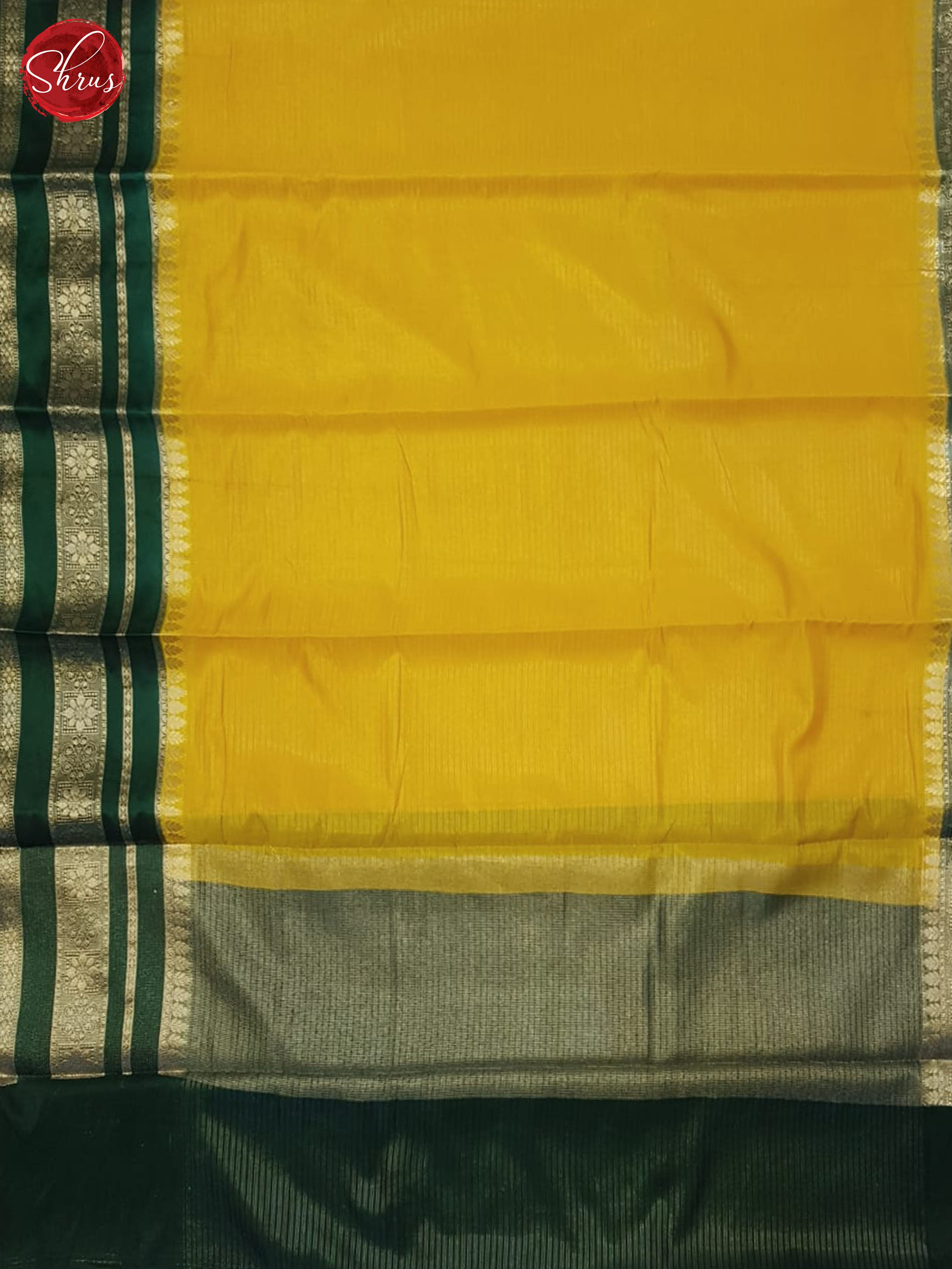 Yellow & Green - Semi Dupion Saree - Shop on ShrusEternity.com