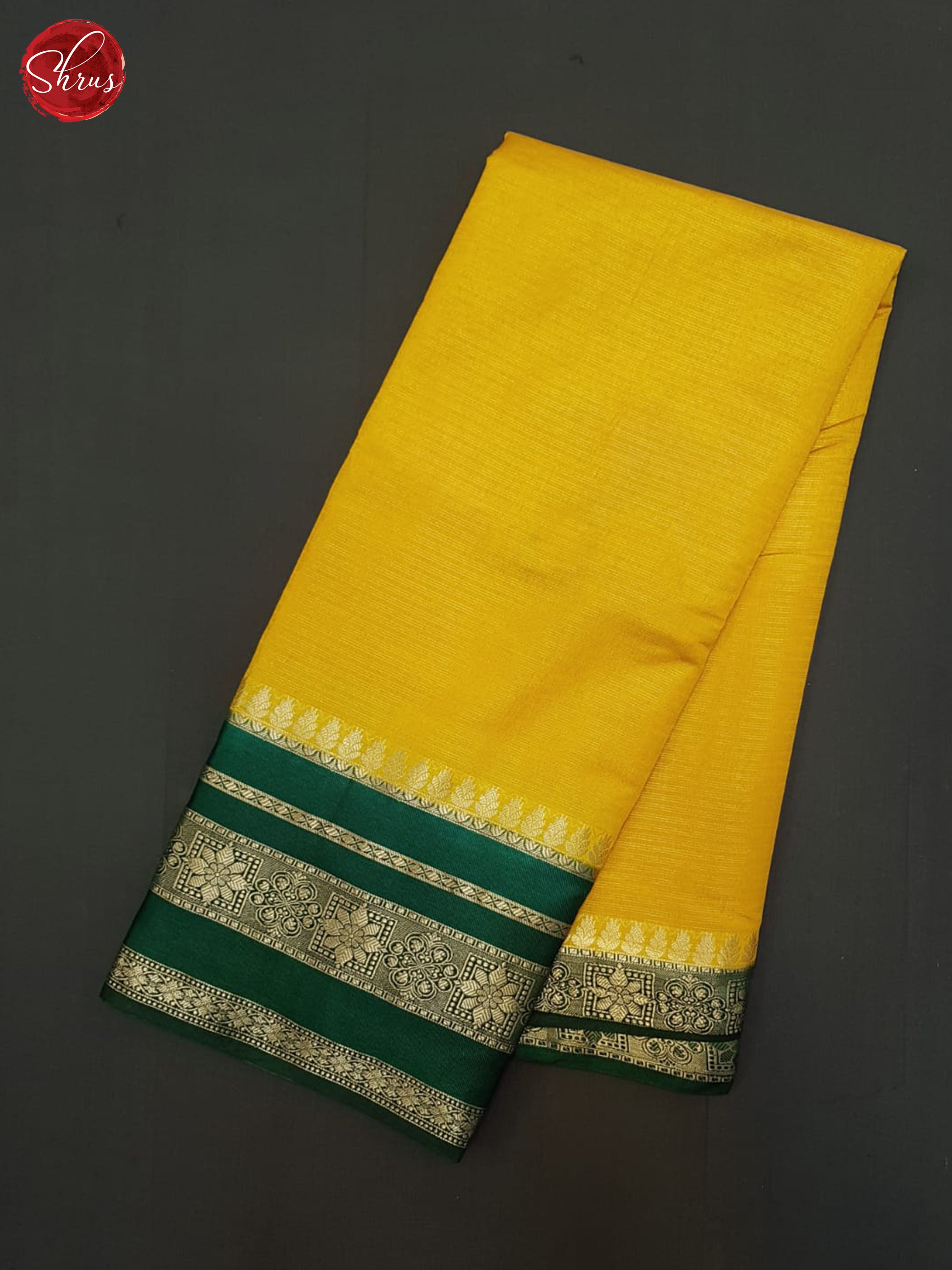 Yellow & Green - Semi Dupion Saree - Shop on ShrusEternity.com