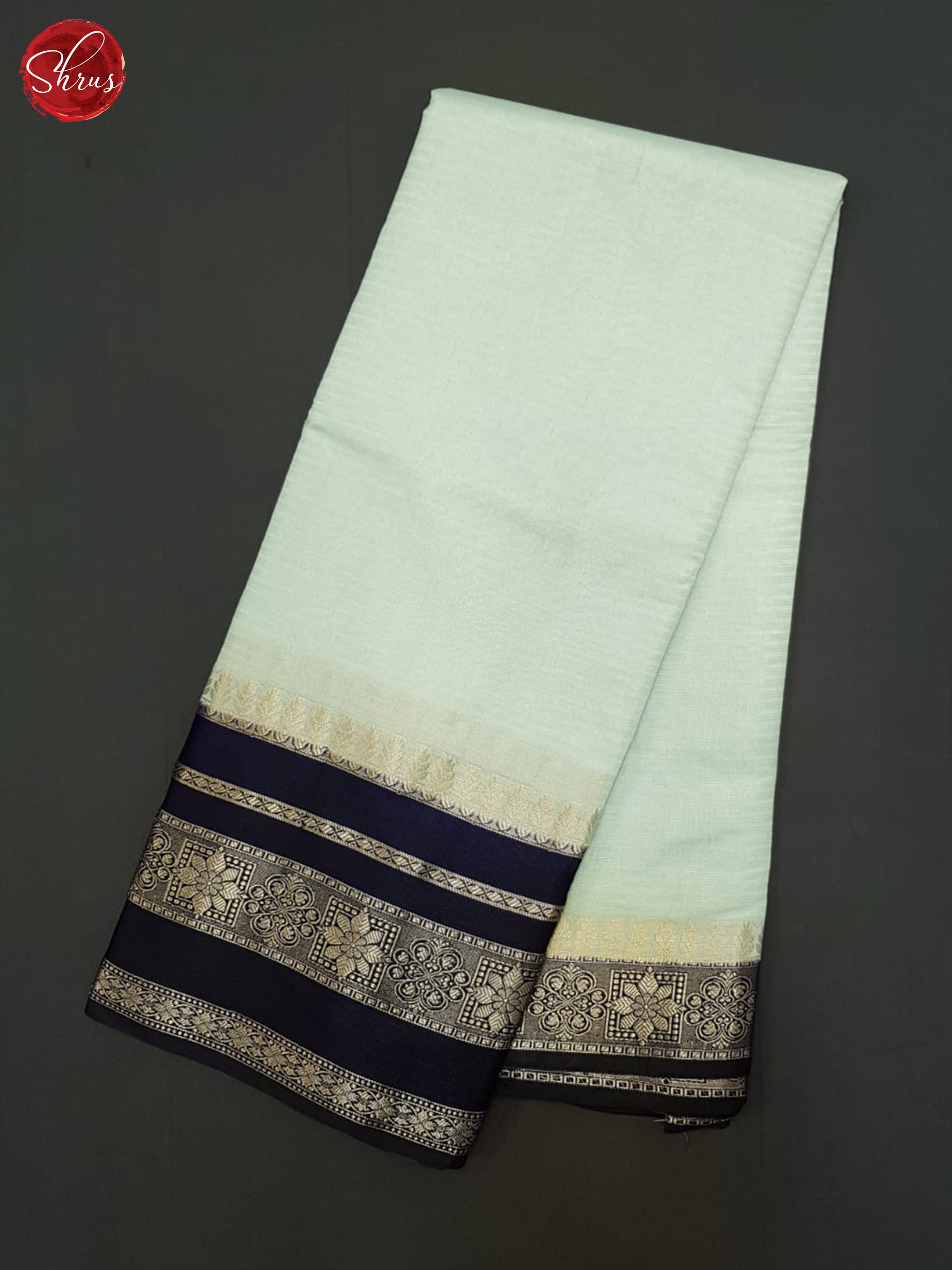 Ice Blue &  Blue- Semi Dupion Saree - Shop on ShrusEternity.com