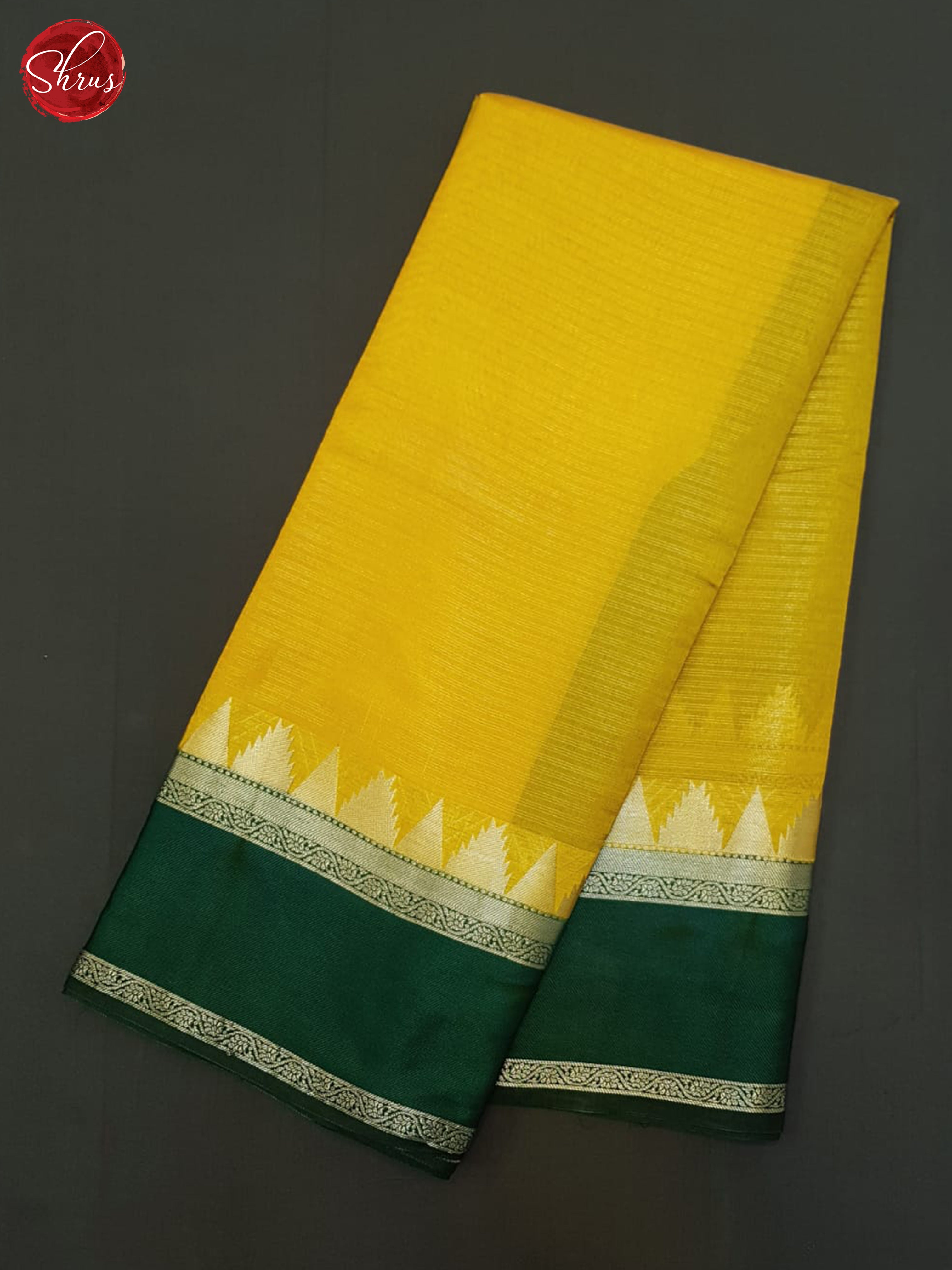 Yellow & Green - Semi Dupion Saree - Shop on ShrusEternity.com