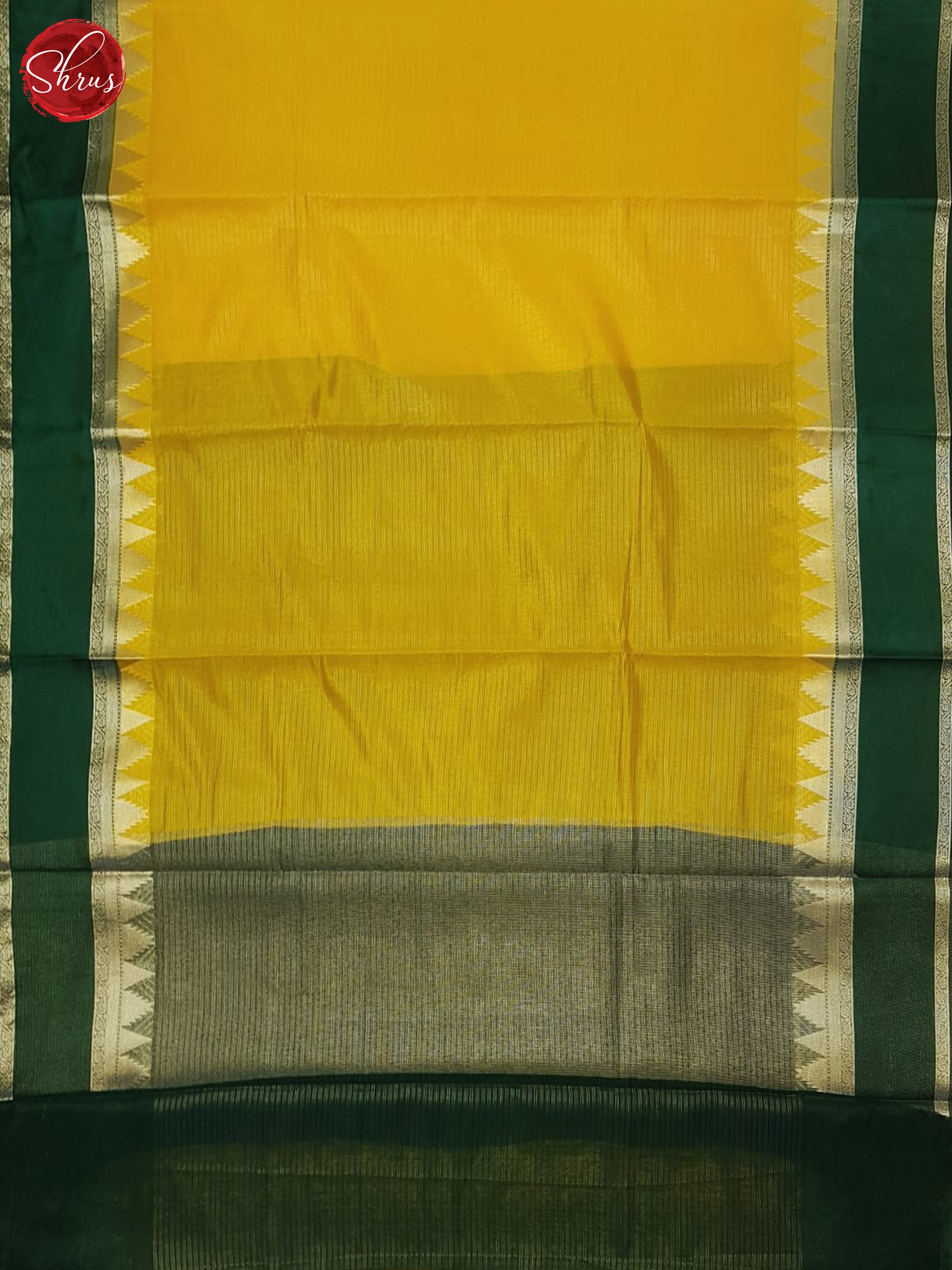 Yellow & Green - Semi Dupion Saree - Shop on ShrusEternity.com