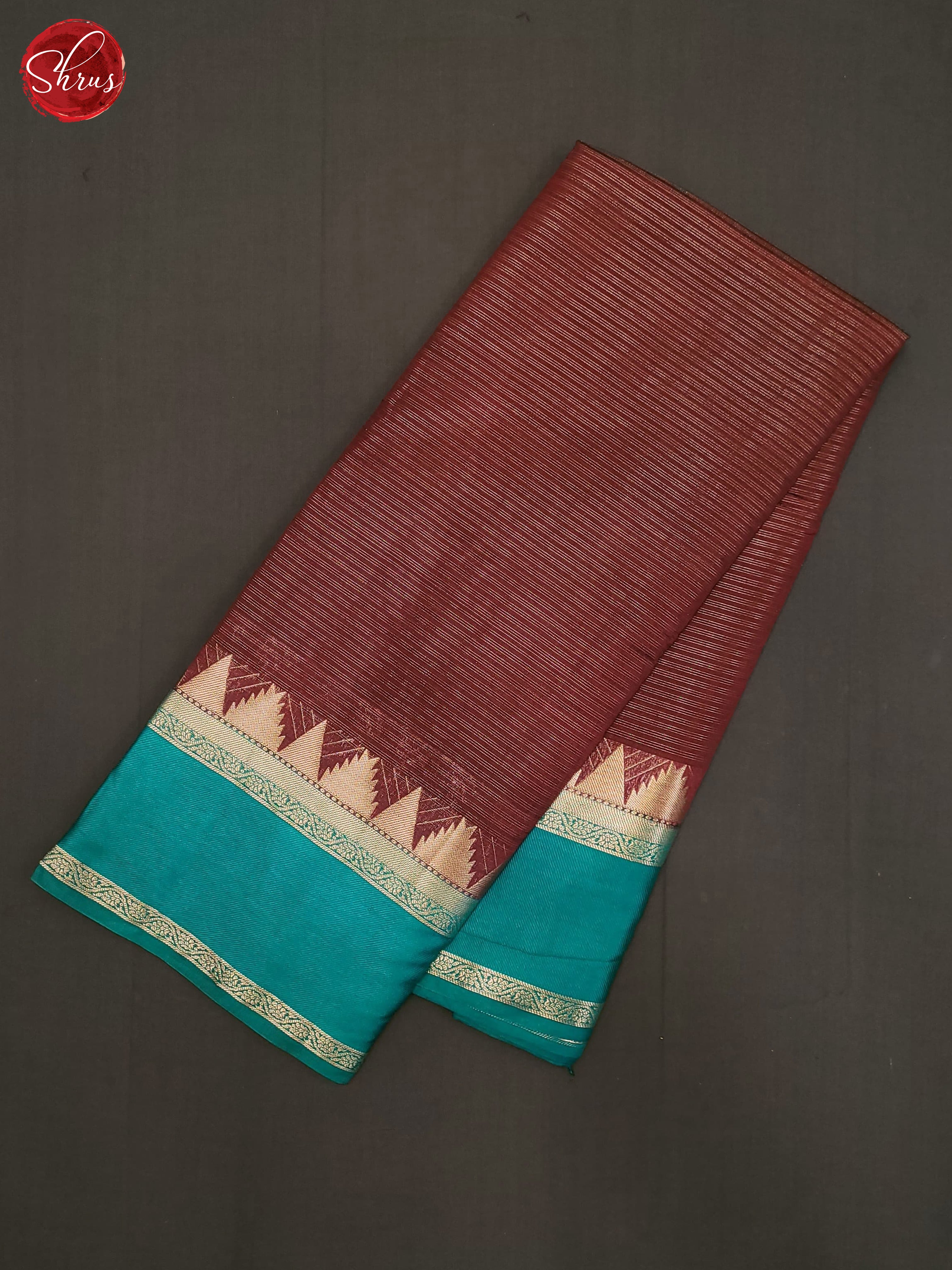 Brown & Blue - Semi Dupion Saree - Shop on ShrusEternity.com