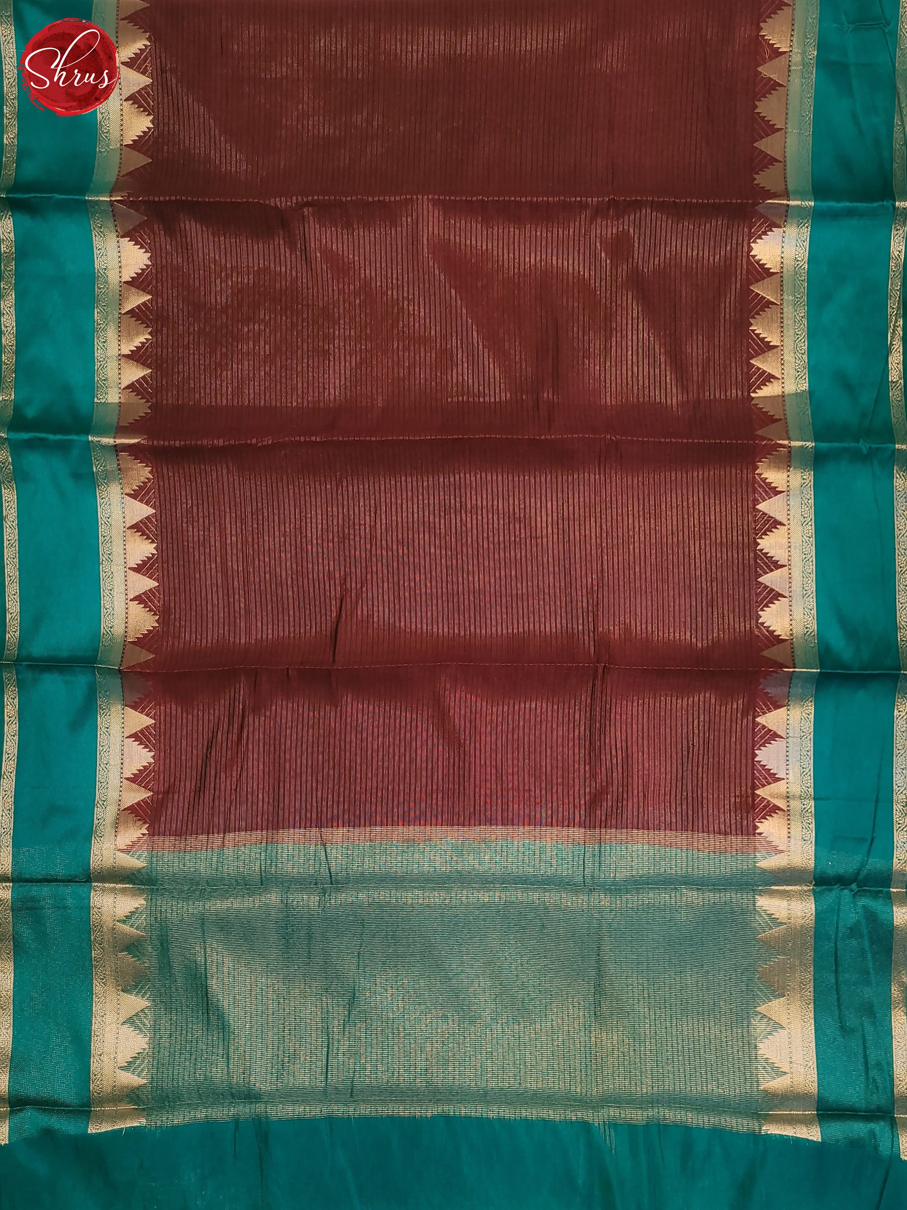 Brown & Blue - Semi Dupion Saree - Shop on ShrusEternity.com