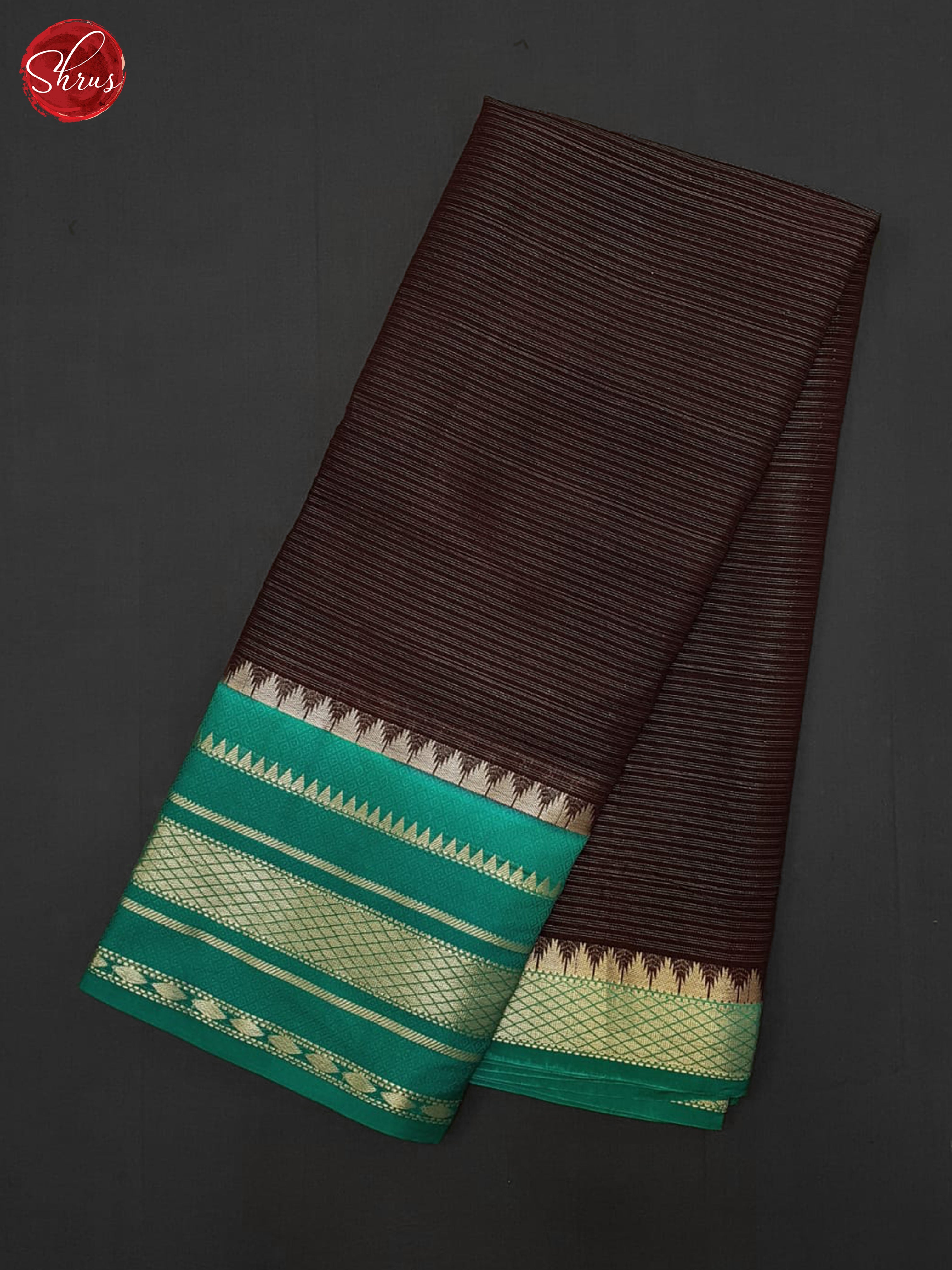 Brown & Green - Semi Dupion Saree - Shop on ShrusEternity.com