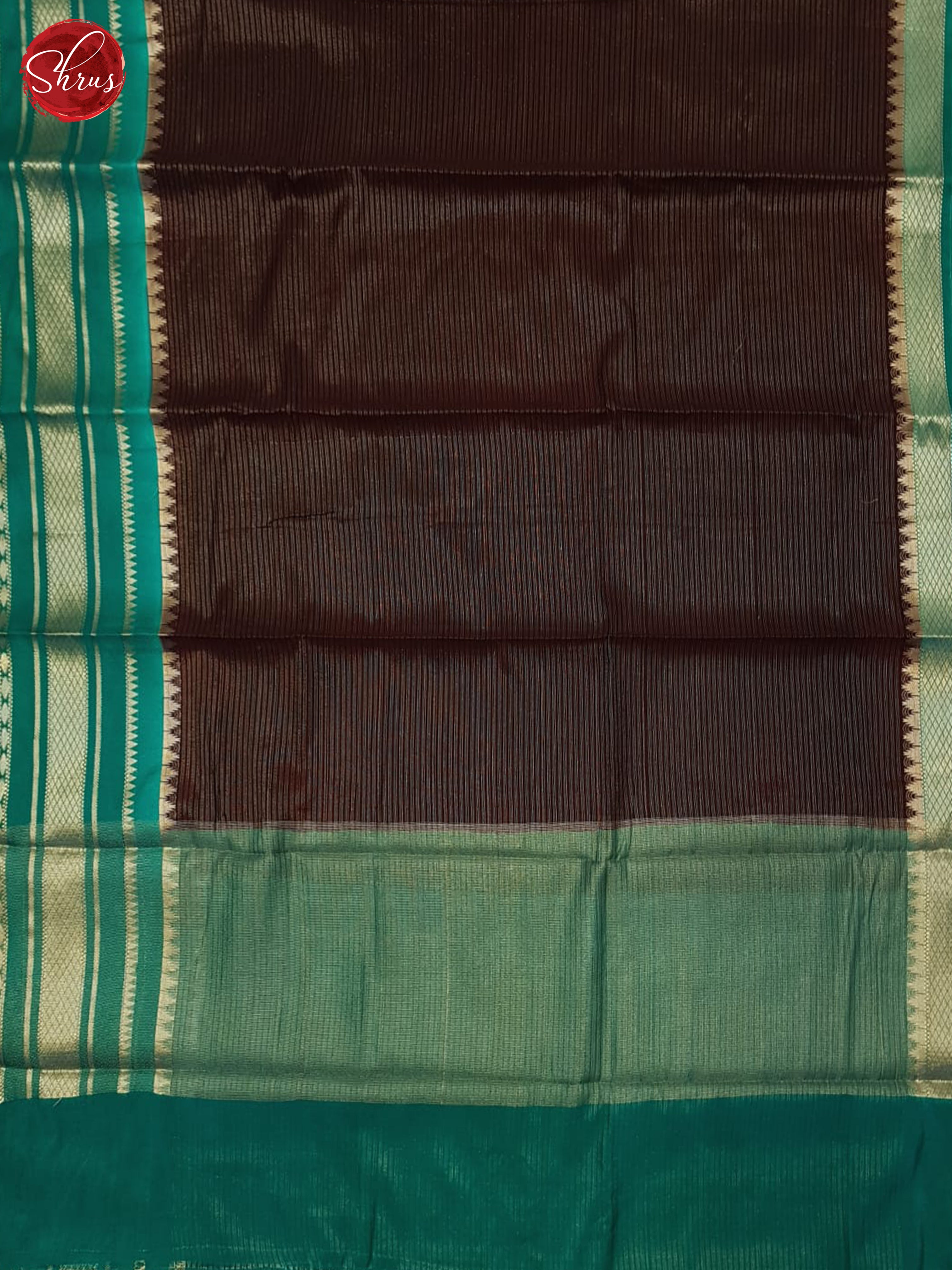 Brown & Green - Semi Dupion Saree - Shop on ShrusEternity.com