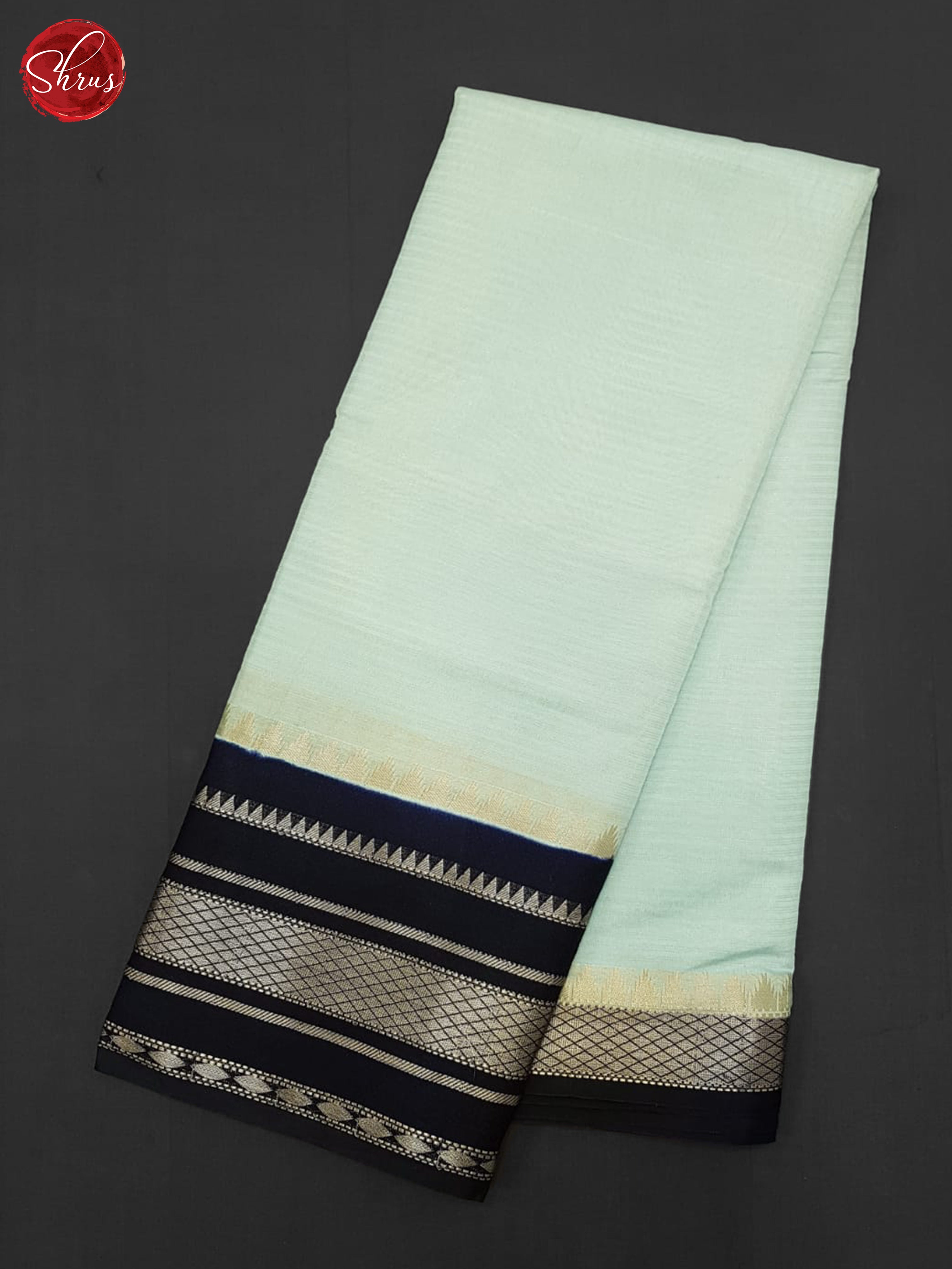 Ice Blue & Blue - Semi Dupion Saree - Shop on ShrusEternity.com