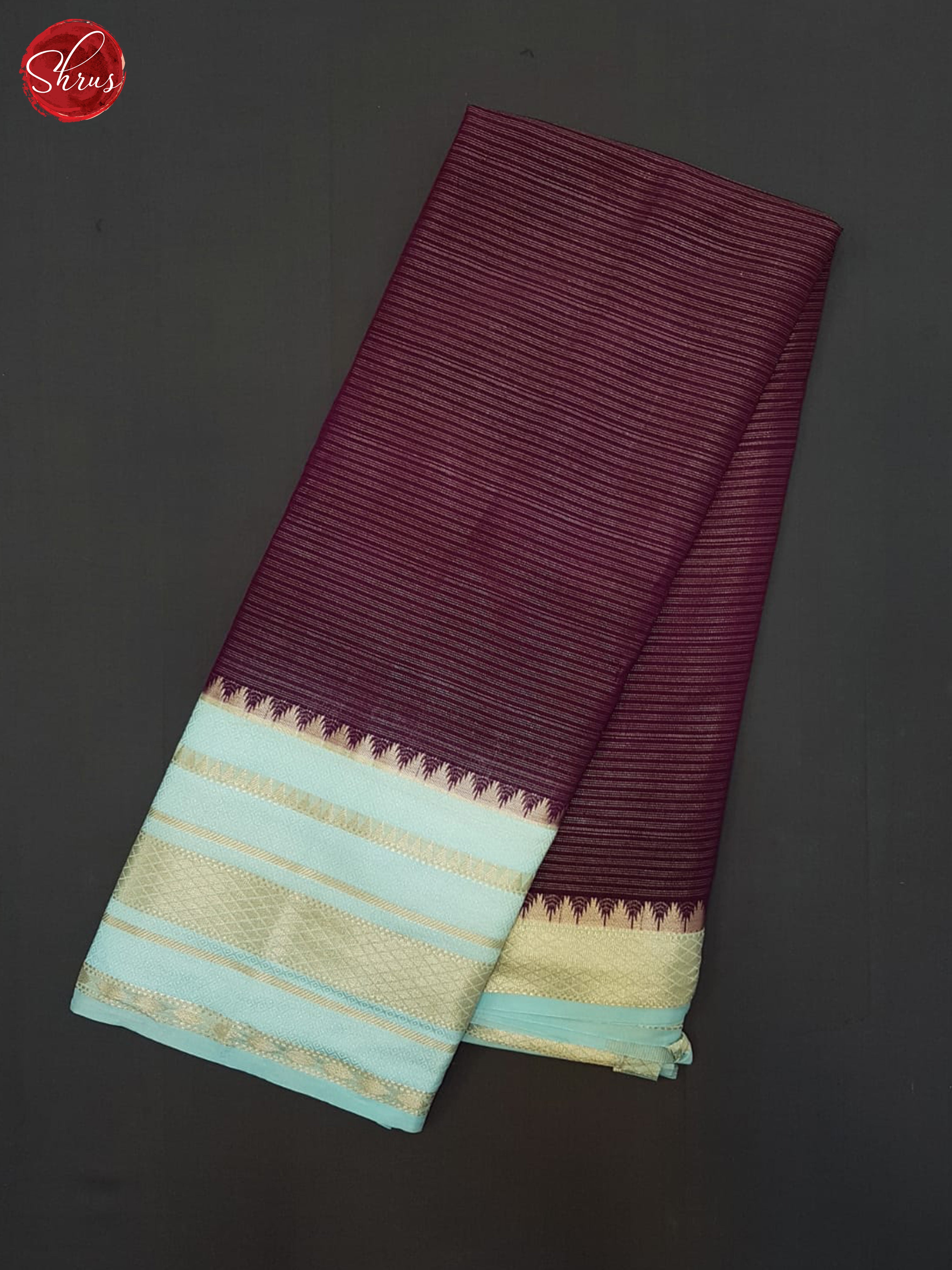 Wine & Ice Blue- Semi Dupion Saree - Shop on ShrusEternity.com