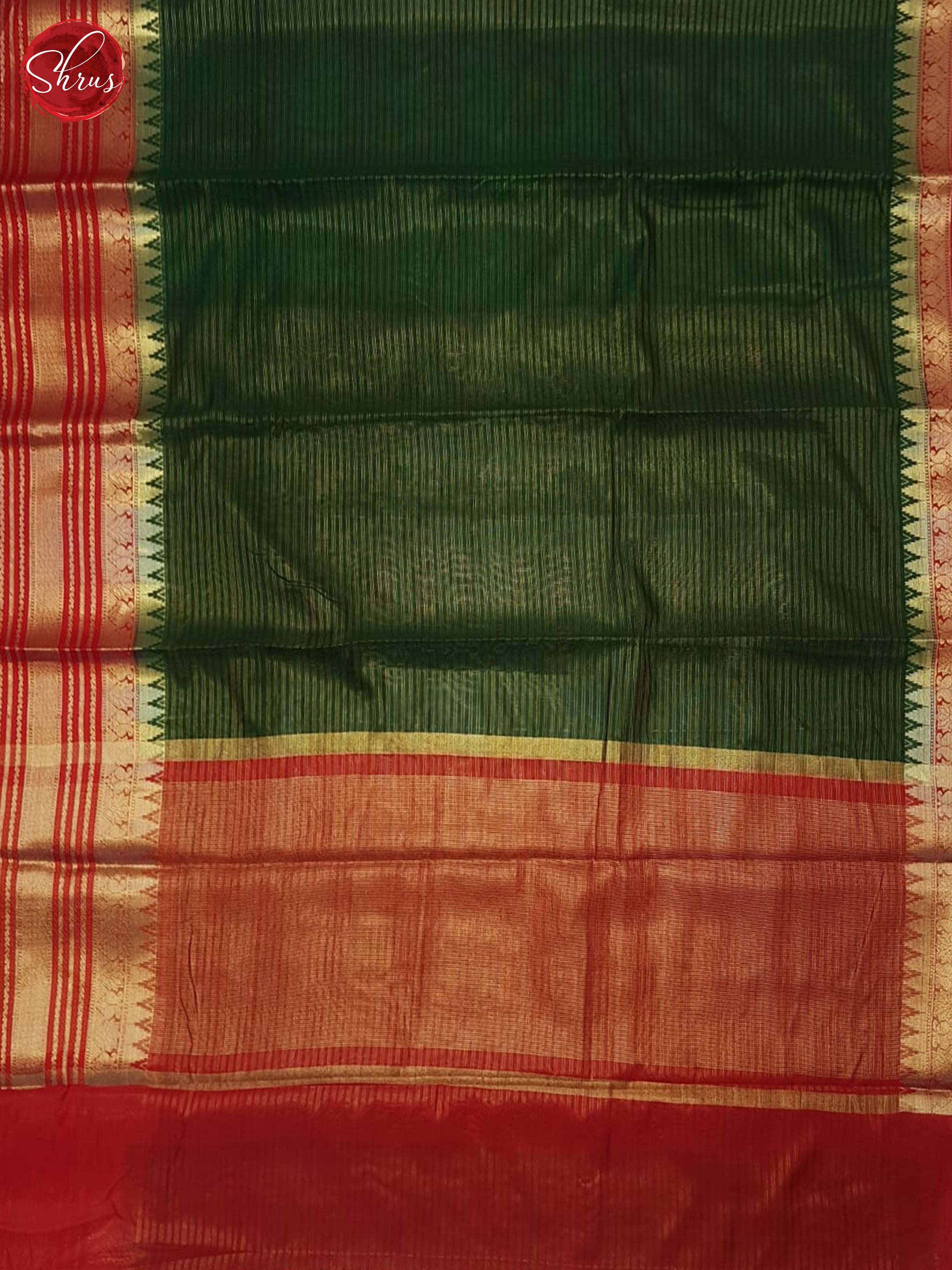 Green & Red  - Semi Dupion Saree - Shop on ShrusEternity.com