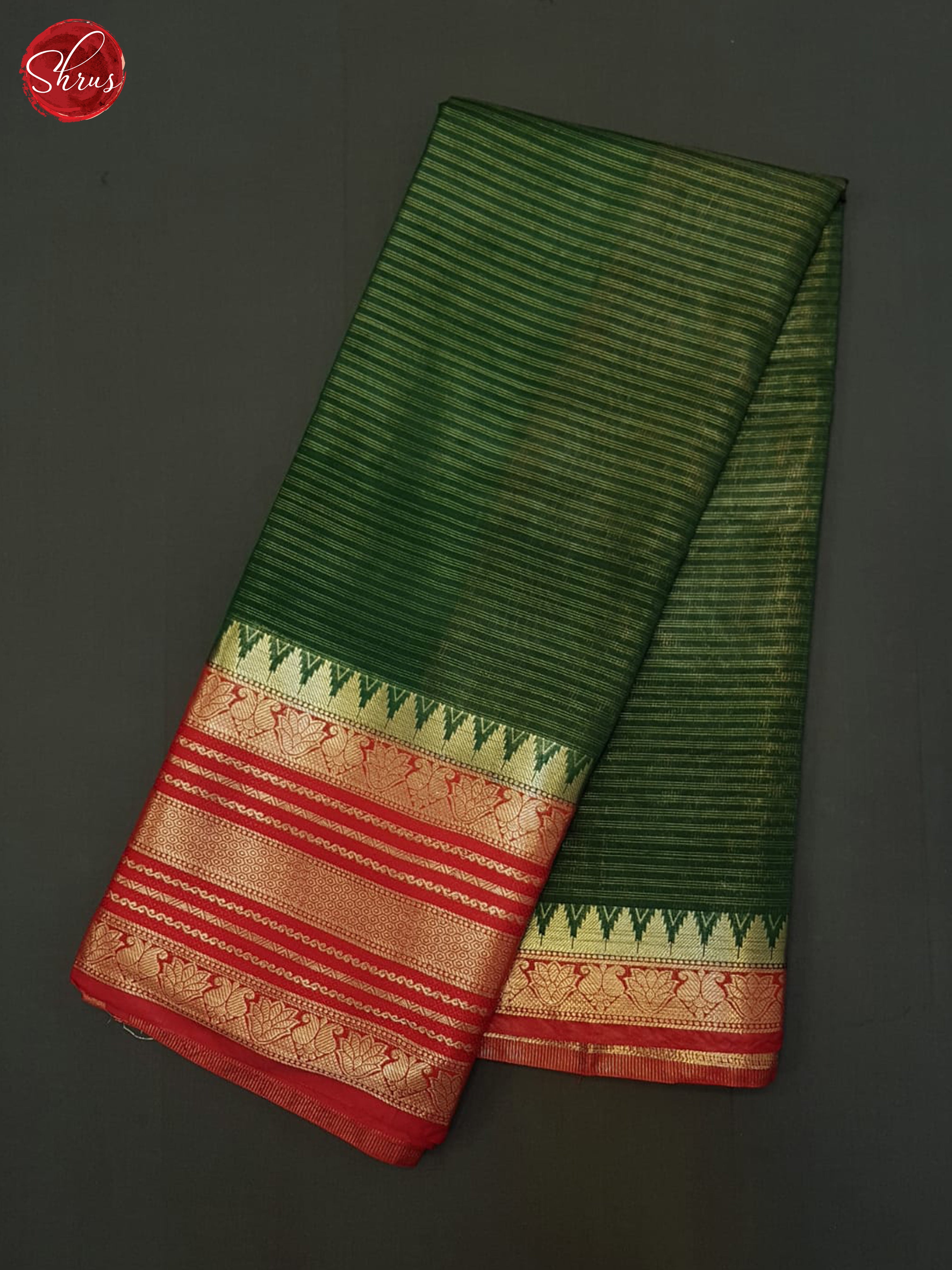 Green & Red  - Semi Dupion Saree - Shop on ShrusEternity.com