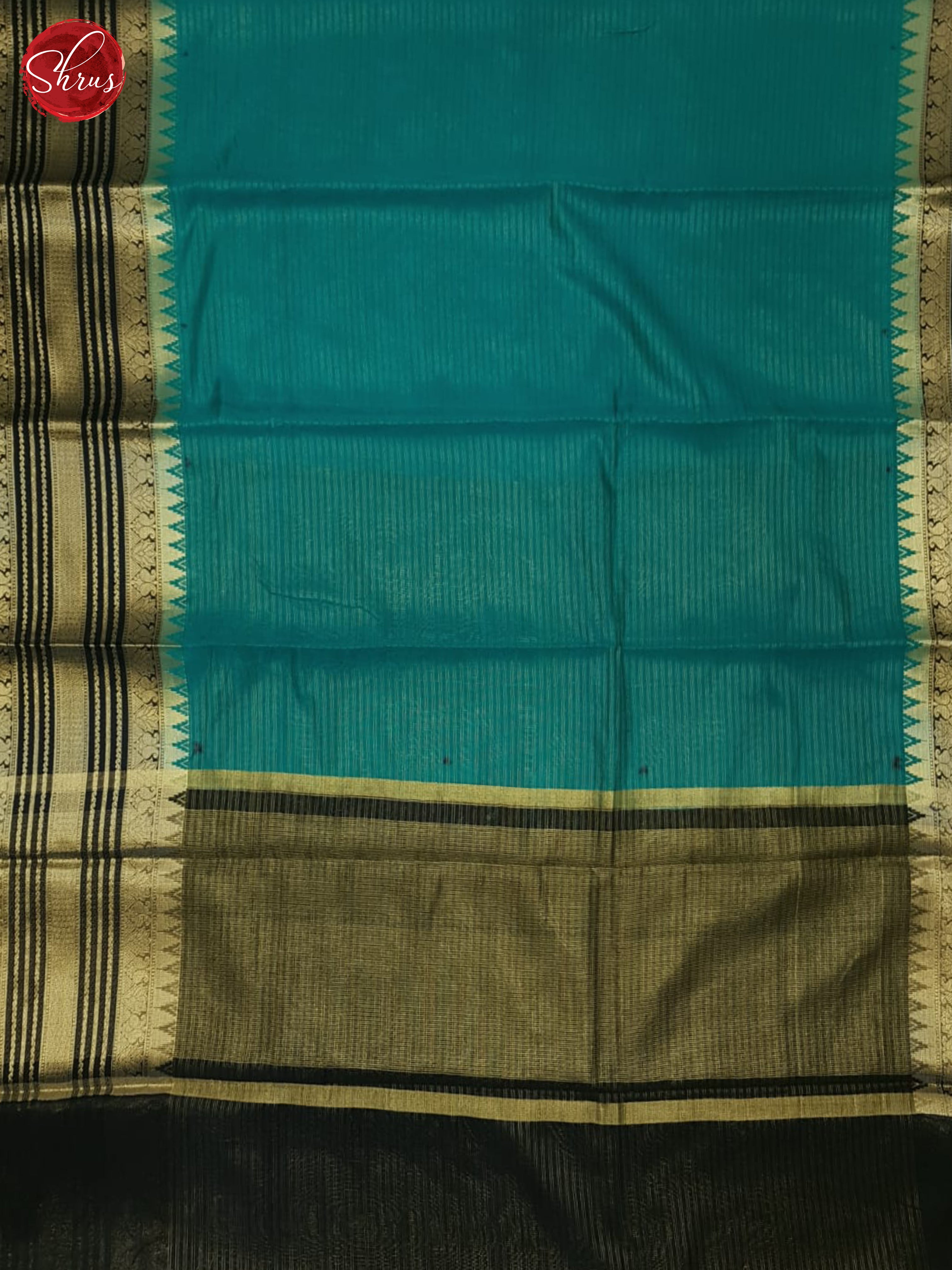 Teal & Blue - Semi Dupion Saree - Shop on ShrusEternity.com