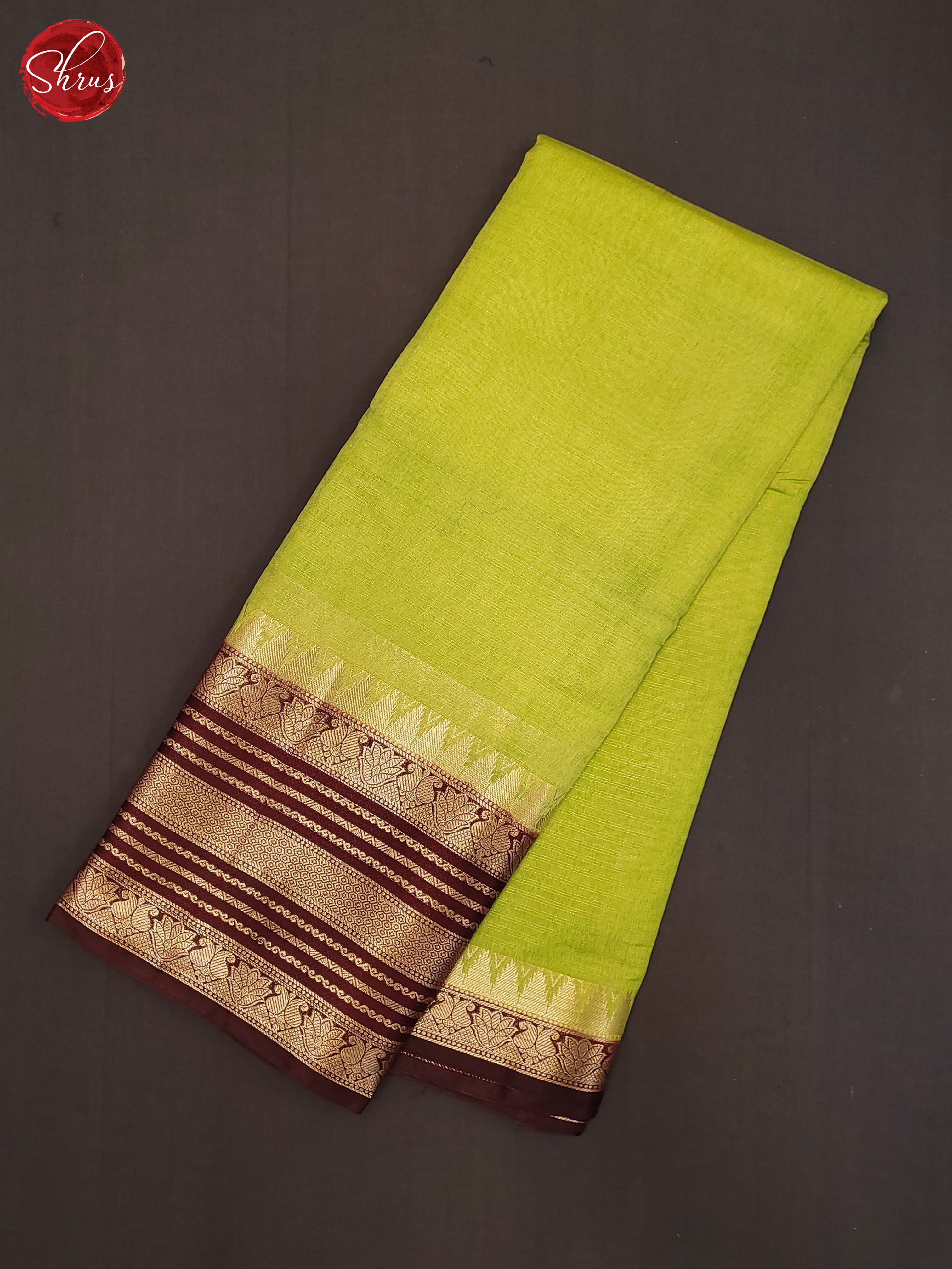 Green & Brown- Semi Dupion Saree - Shop on ShrusEternity.com