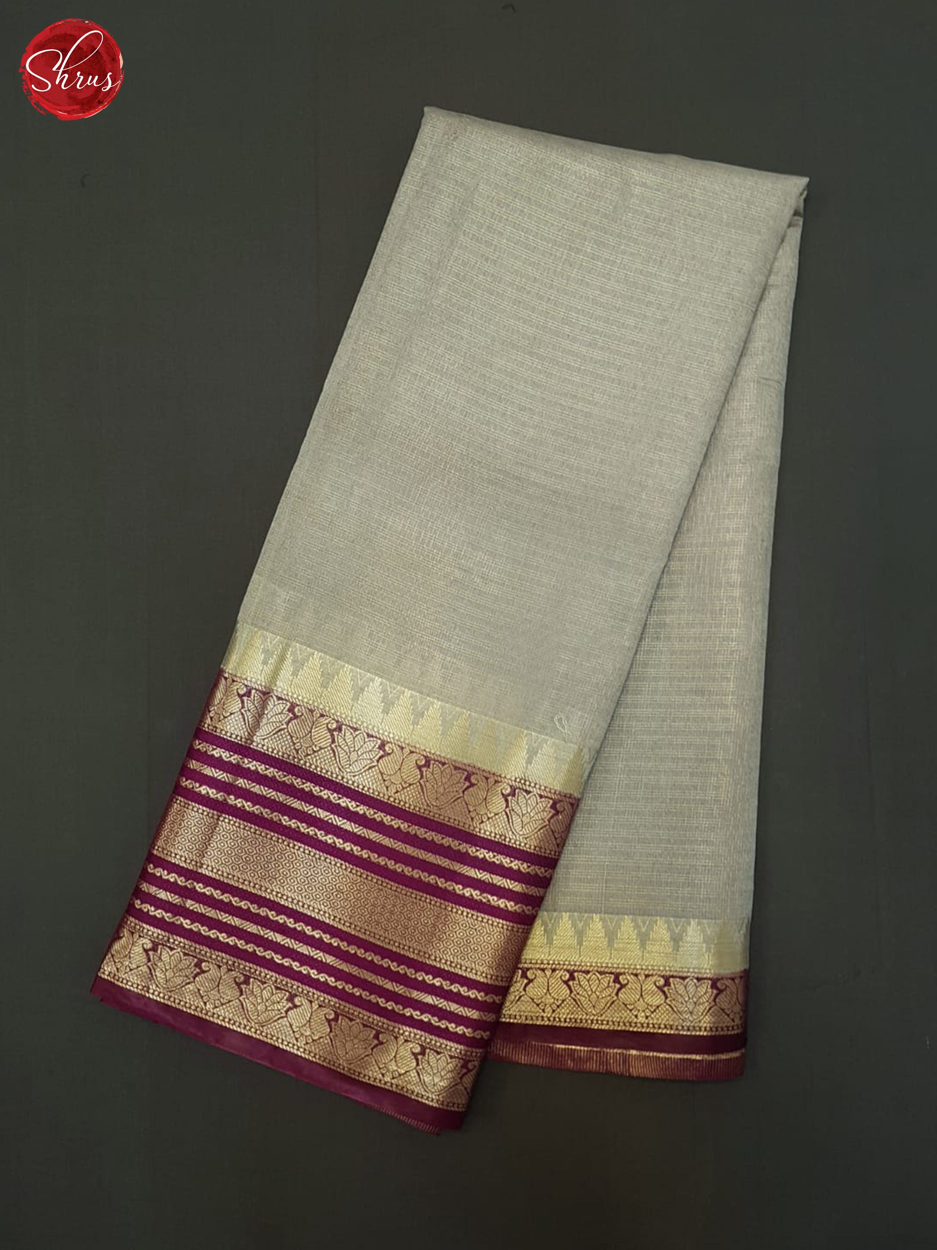 Grey & Wine - Semi Dupion Saree - Shop on ShrusEternity.com