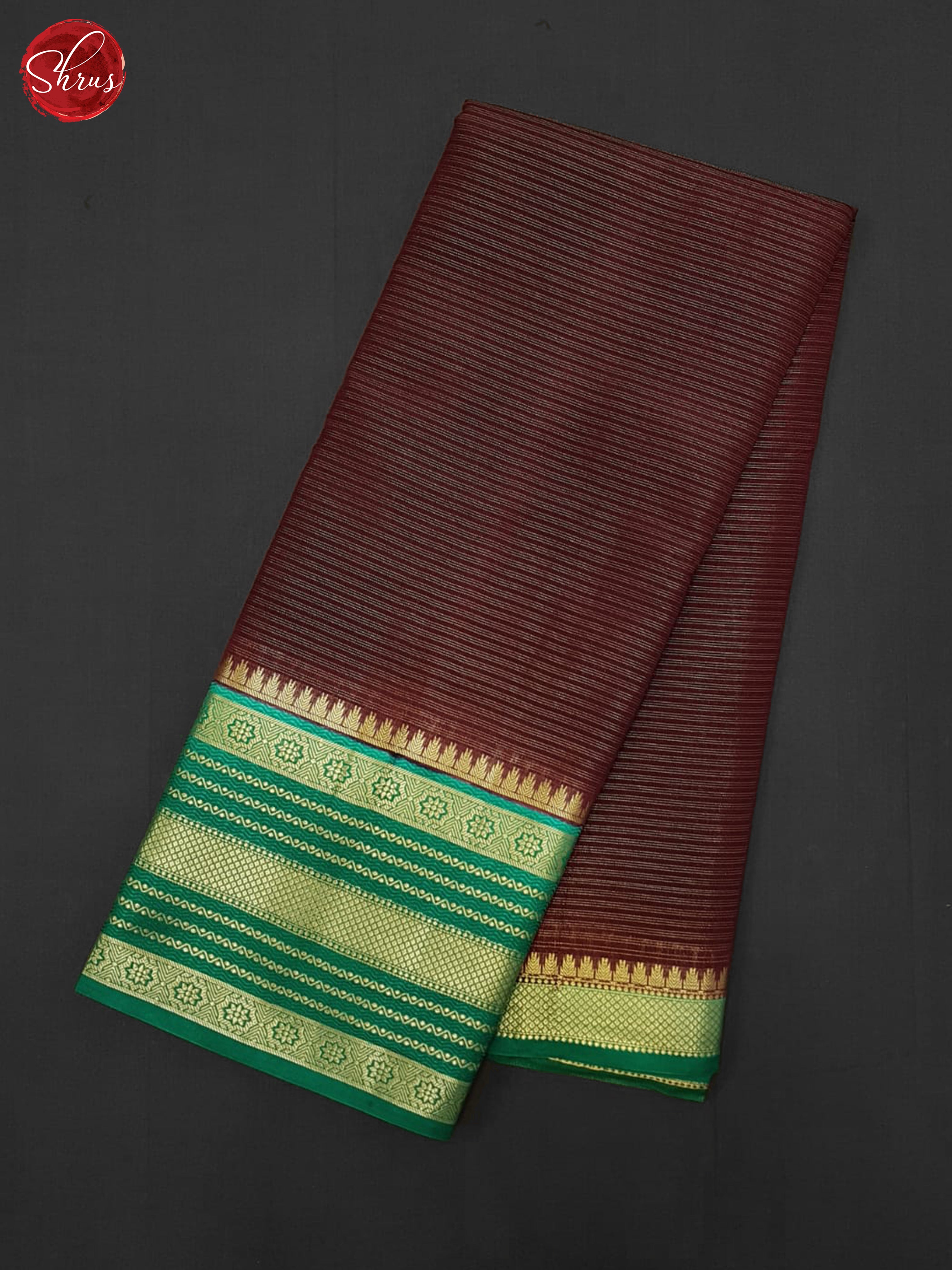 Brown & Green - Semi Dupion Saree - Shop on ShrusEternity.com