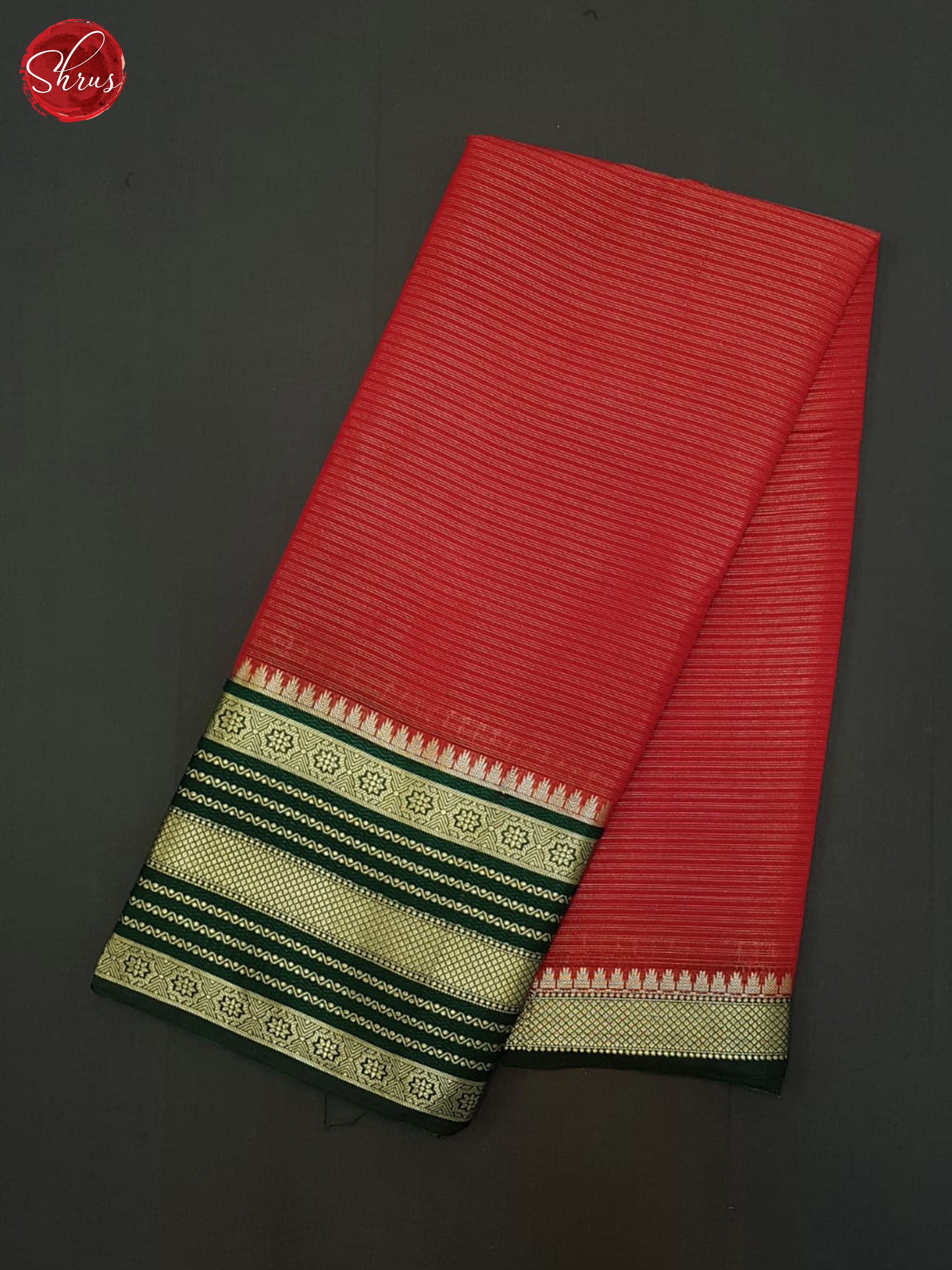 Red & Green - Semi Dupion Saree - Shop on ShrusEternity.com