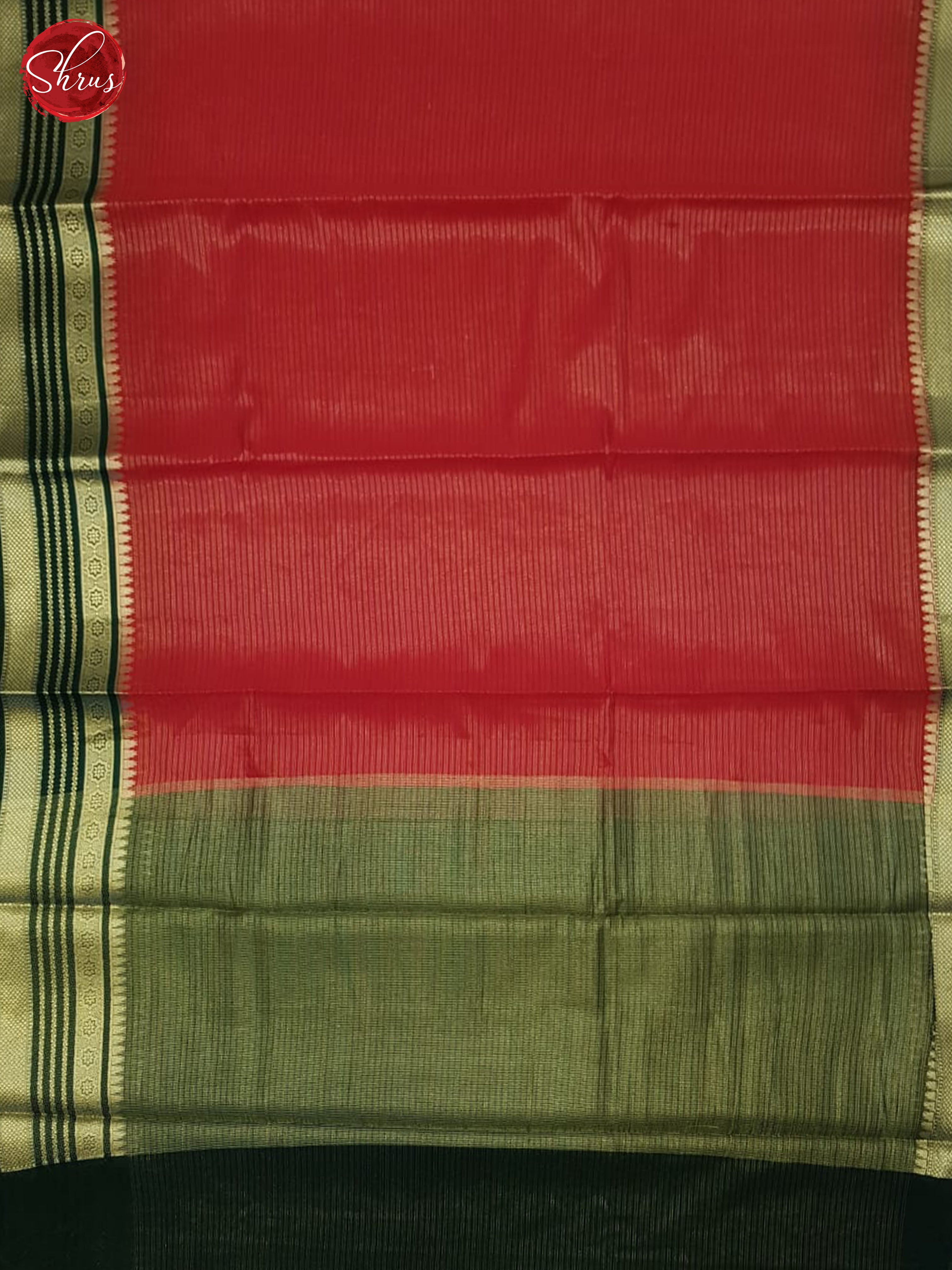 Red & Green - Semi Dupion Saree - Shop on ShrusEternity.com