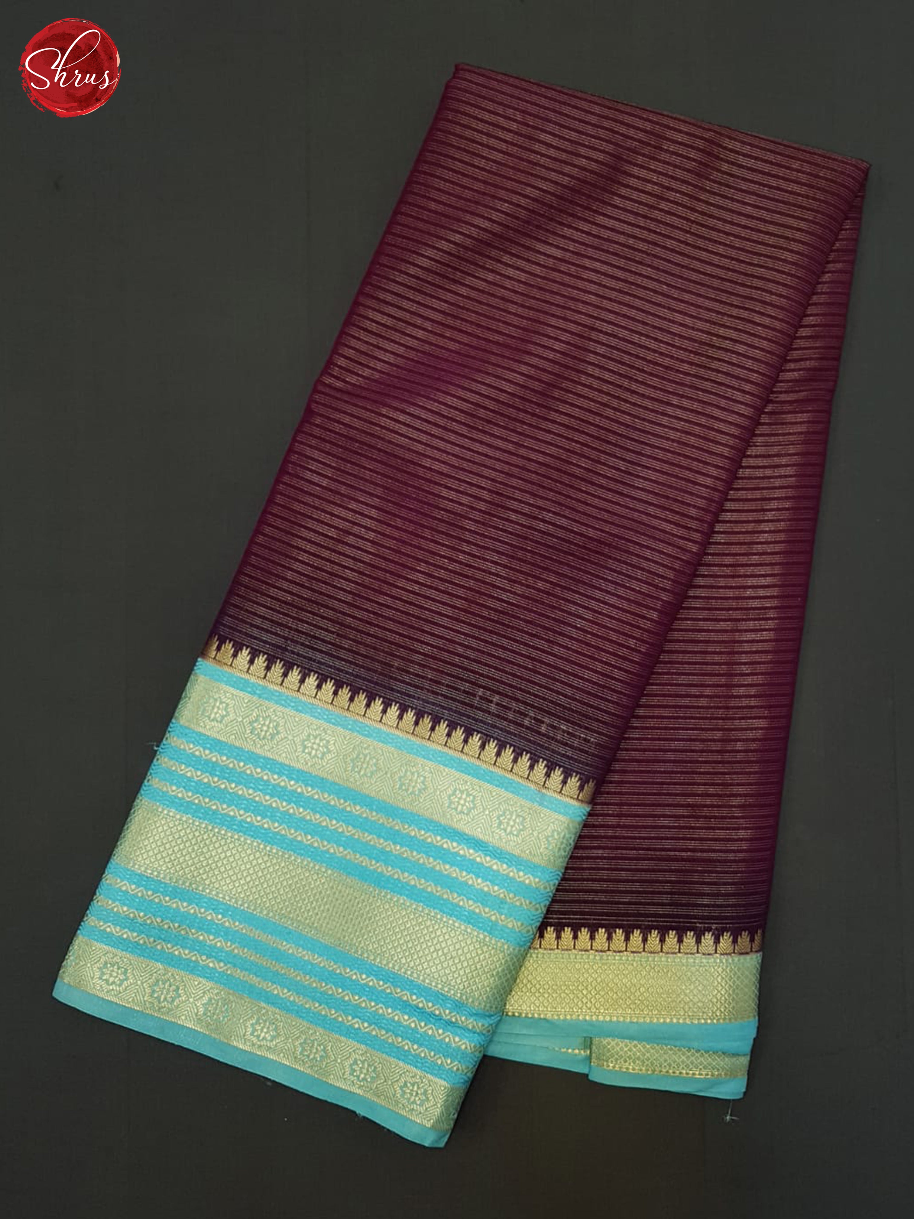 Maroon & Blue - Semi Dupion Saree - Shop on ShrusEternity.com