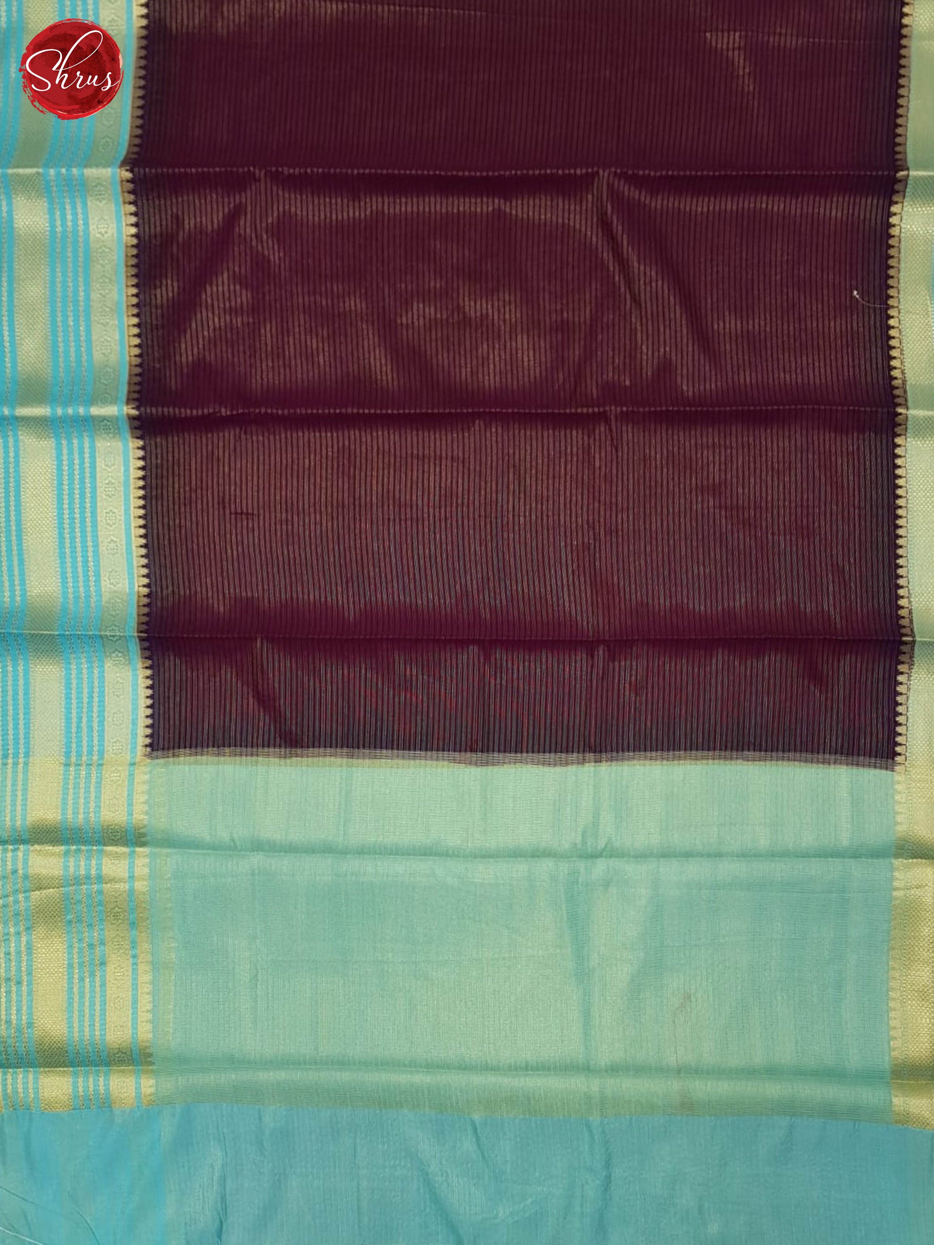 Maroon & Blue - Semi Dupion Saree - Shop on ShrusEternity.com